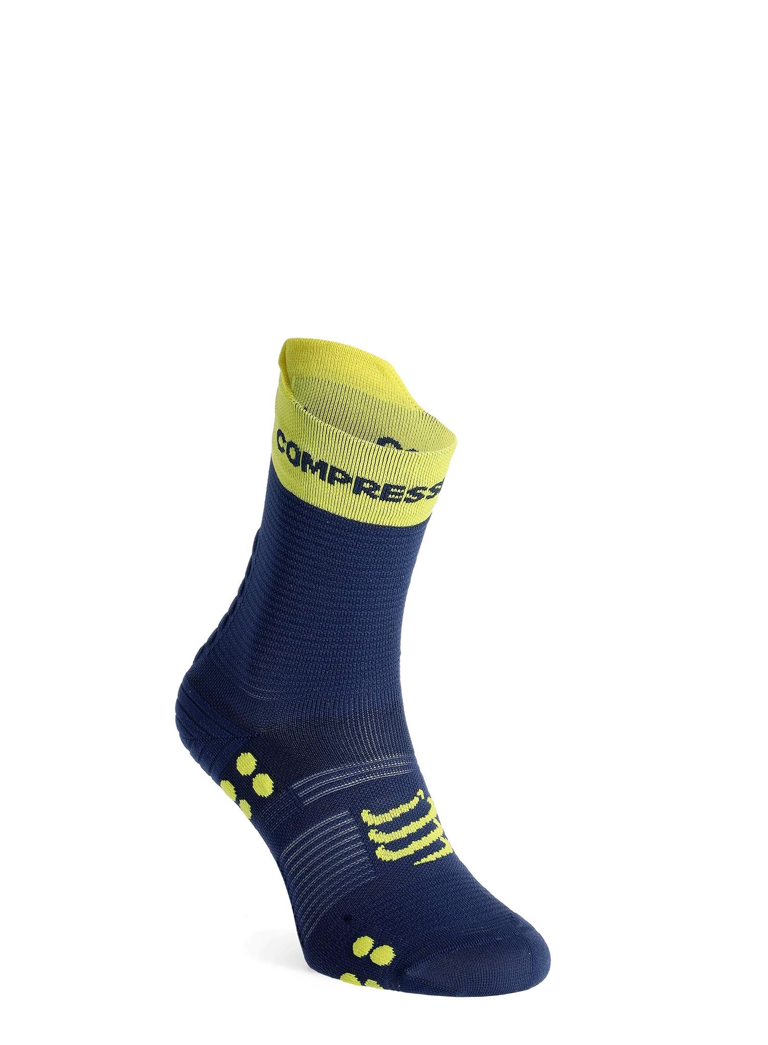 Ponožky na běhání Compressport Pro Racing Socks v4.0 Run High - blues/green sheen