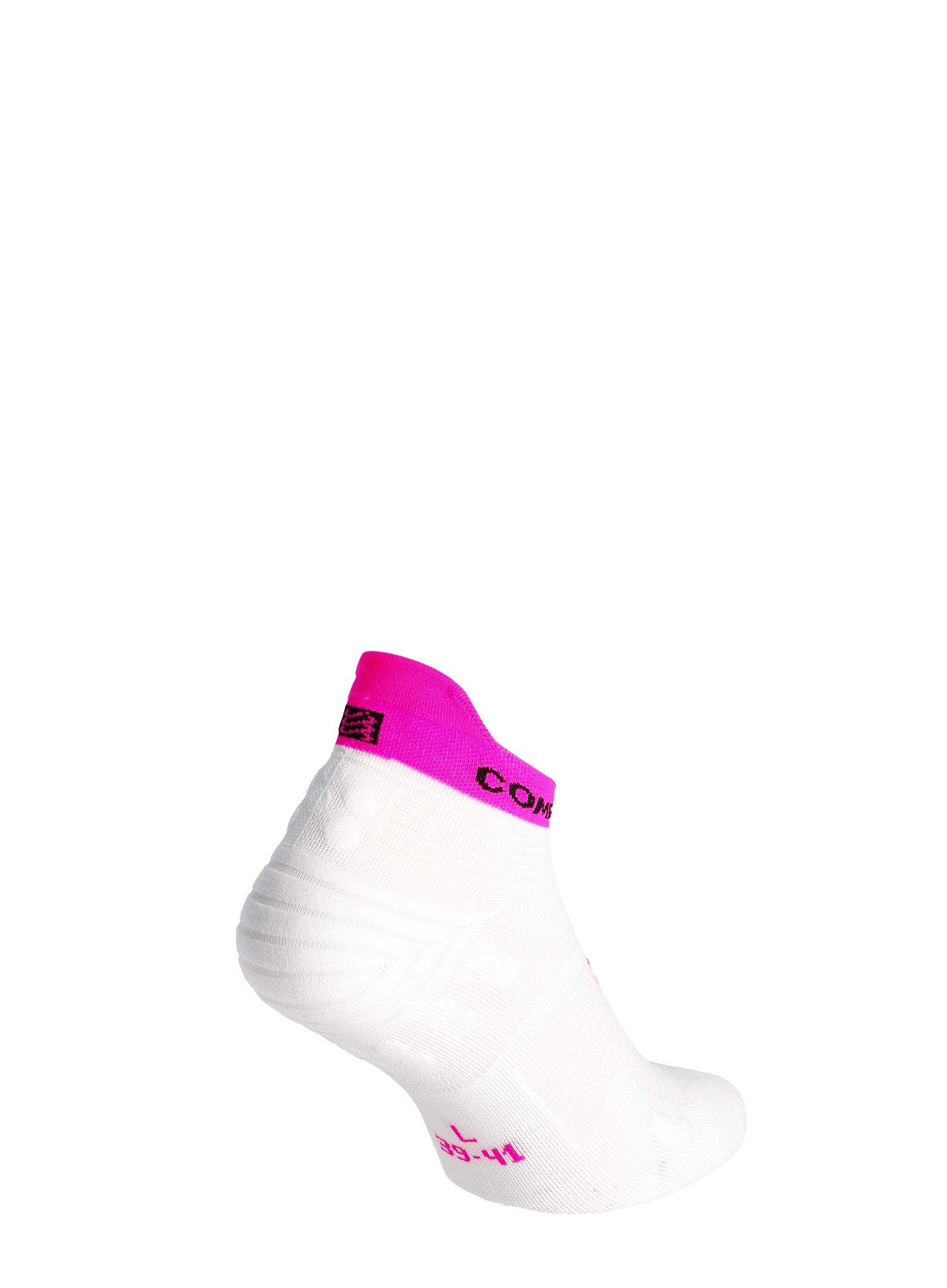Běžecké ponožky Compressport Pro Racing Socks v4.0 Run Low - white/safe yellow/neo pink