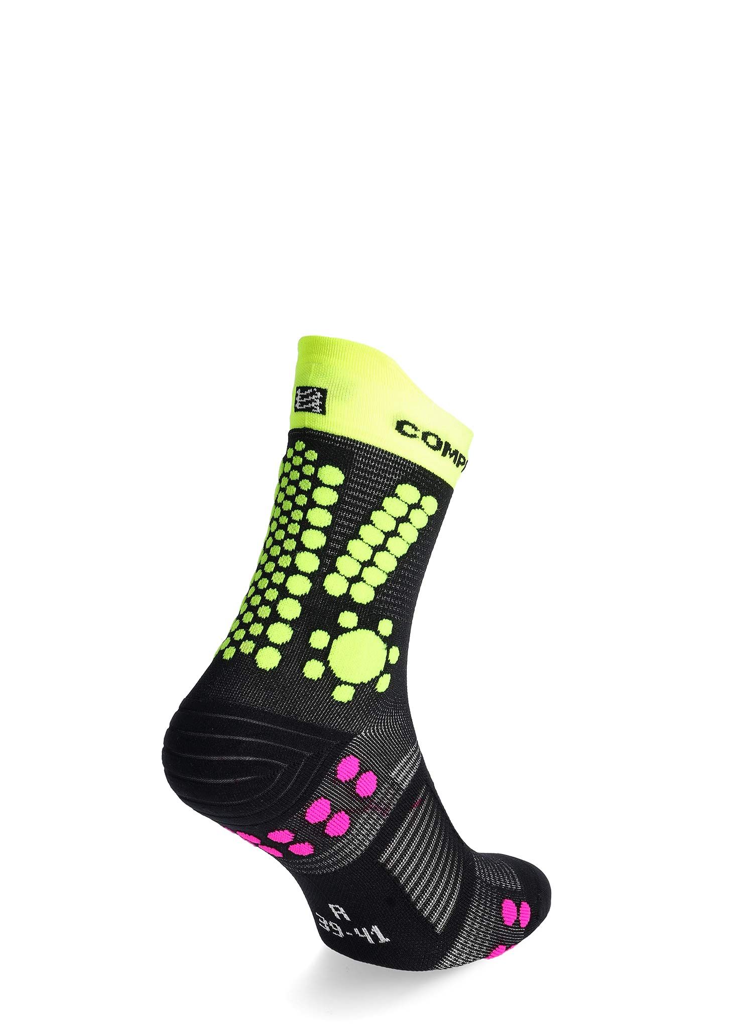 Ponožky na běhání Compressport Pro Racing Socks v4.0 Trail - black/safe yellow/neo pink