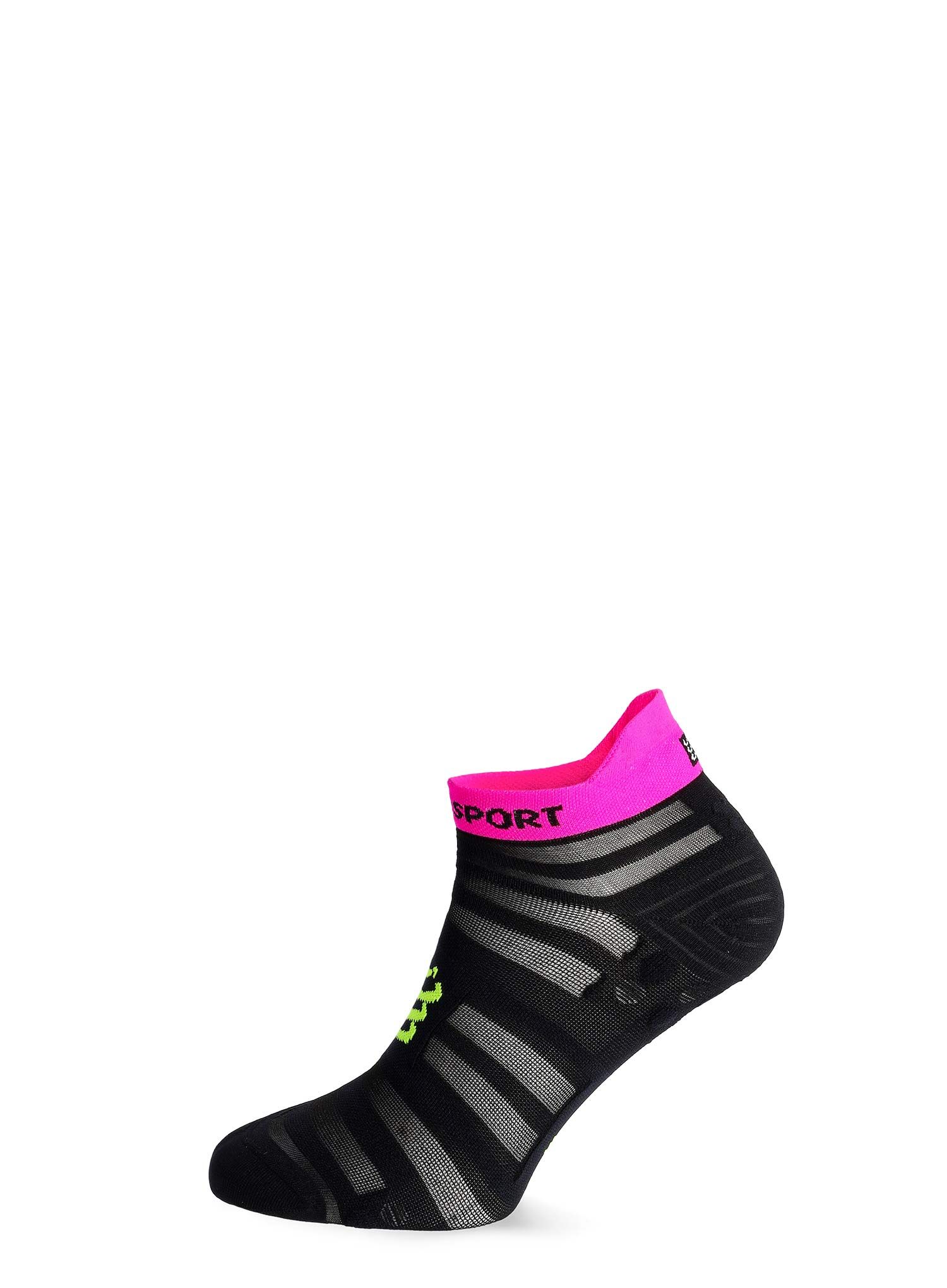 Ponožky na běhání Compressport Pro Racing Socks v4.0 Ultralight Run Low - black/safe yellow/neo pink