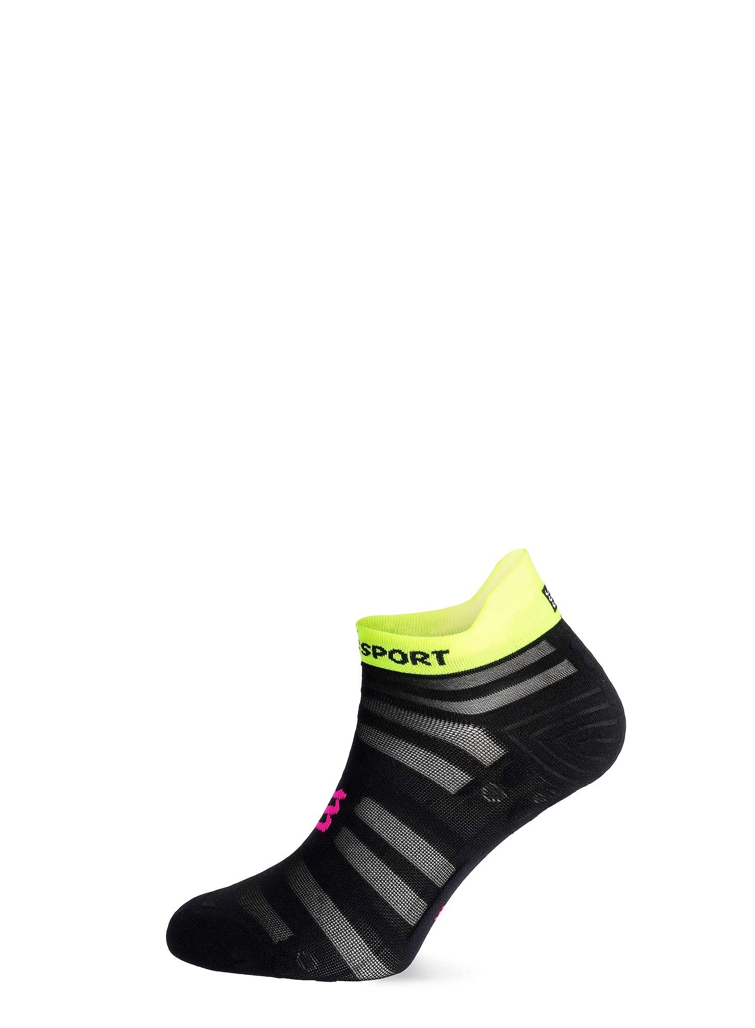 Ponožky na běhání Compressport Pro Racing Socks v4.0 Ultralight Run Low - black/safe yellow/neo pink