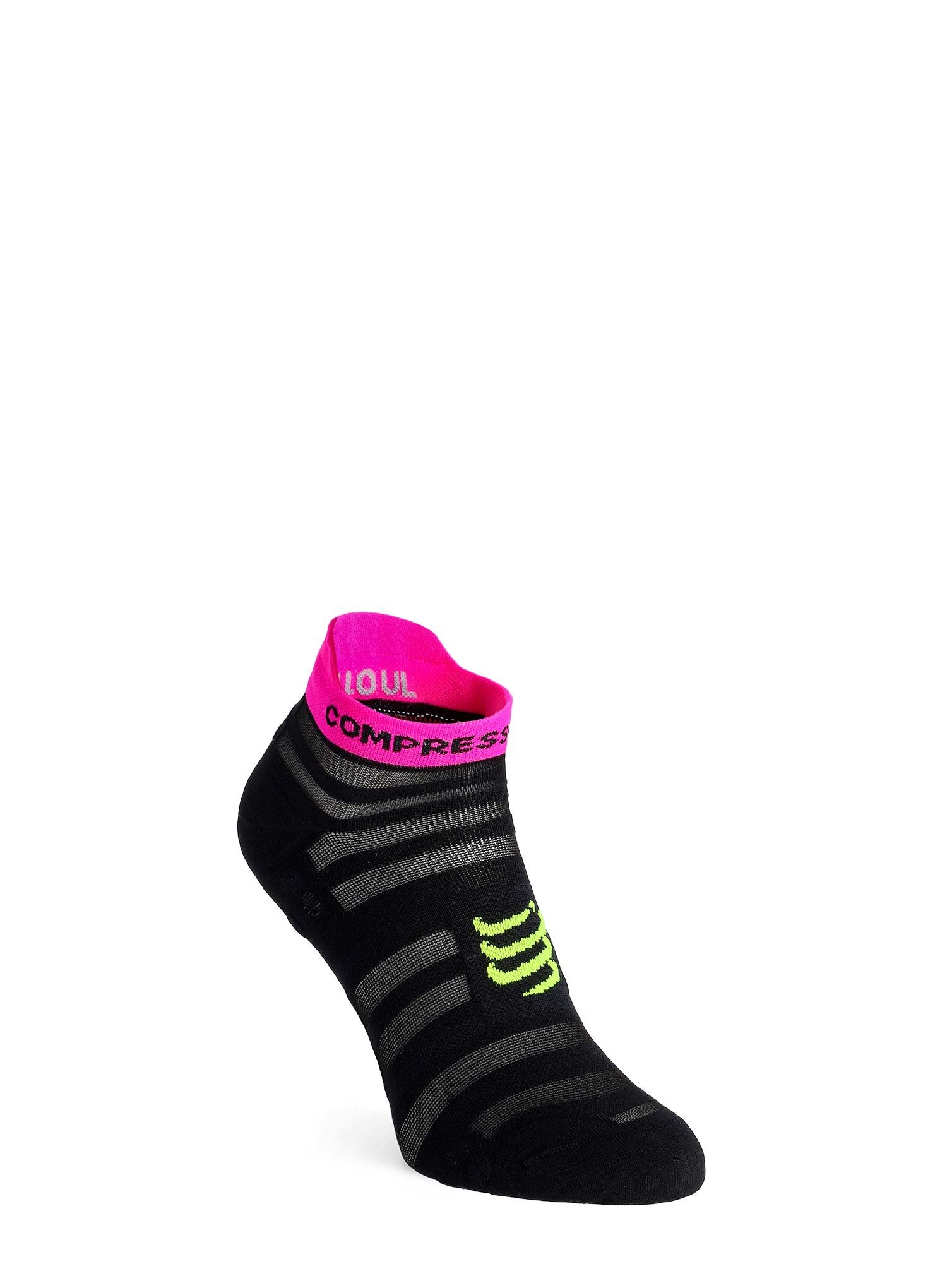 Ponožky na běhání Compressport Pro Racing Socks v4.0 Ultralight Run Low - black/safe yellow/neo pink