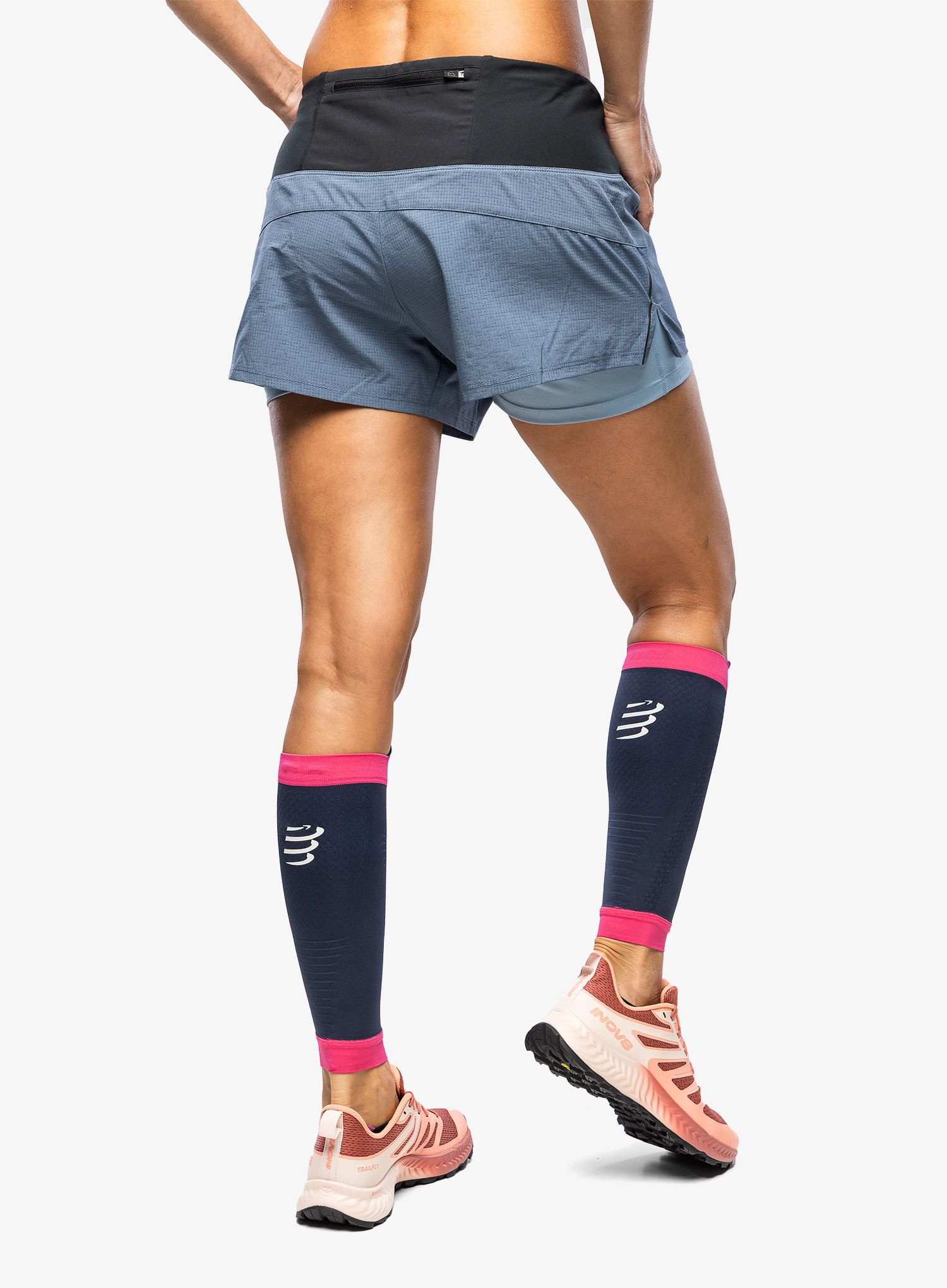 Kompresní nohavice Compressport R2 3.0 - moon indigo/magenta