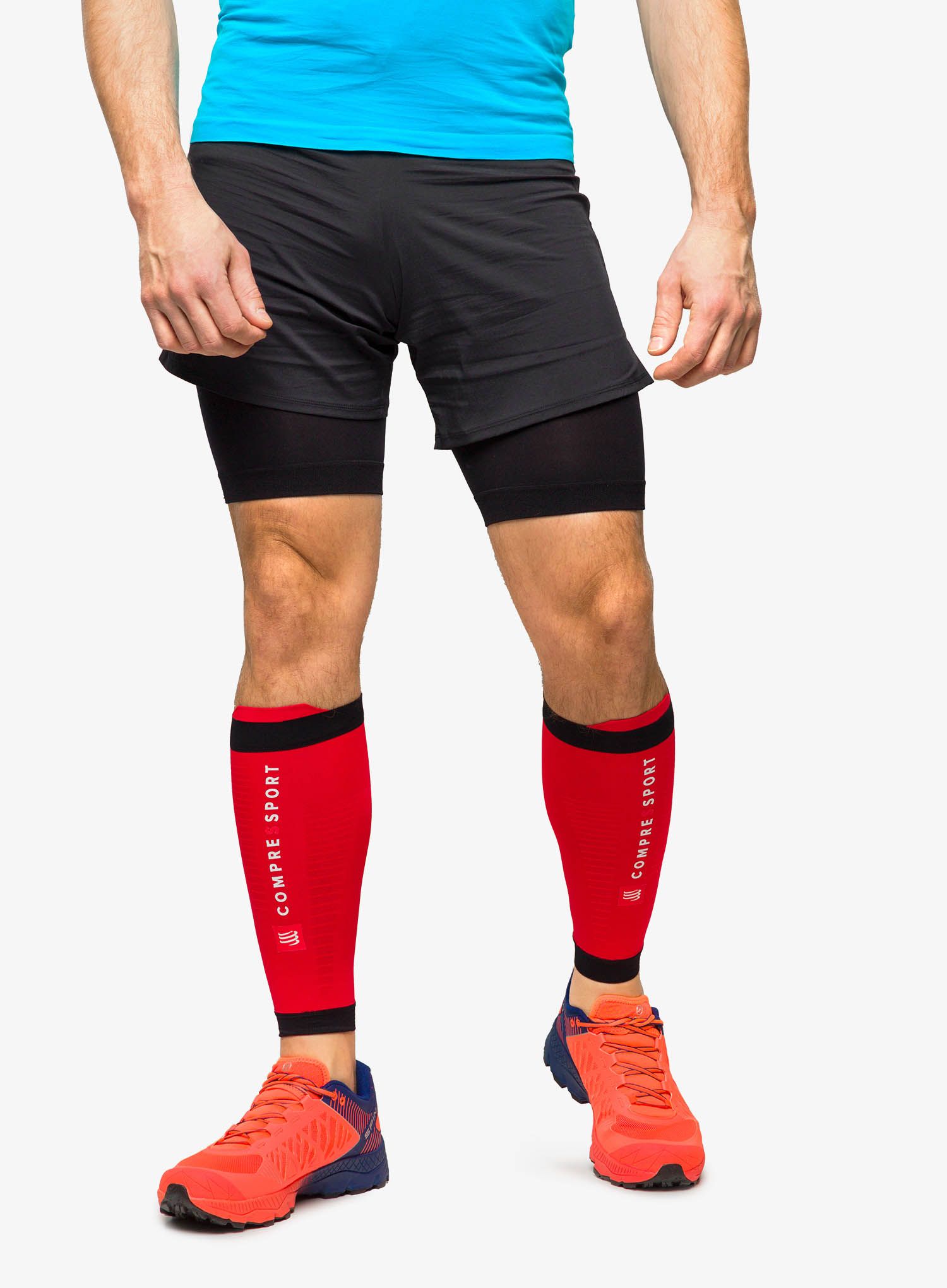 Běžecké nohavice Compressport R2 3.0 - red/black