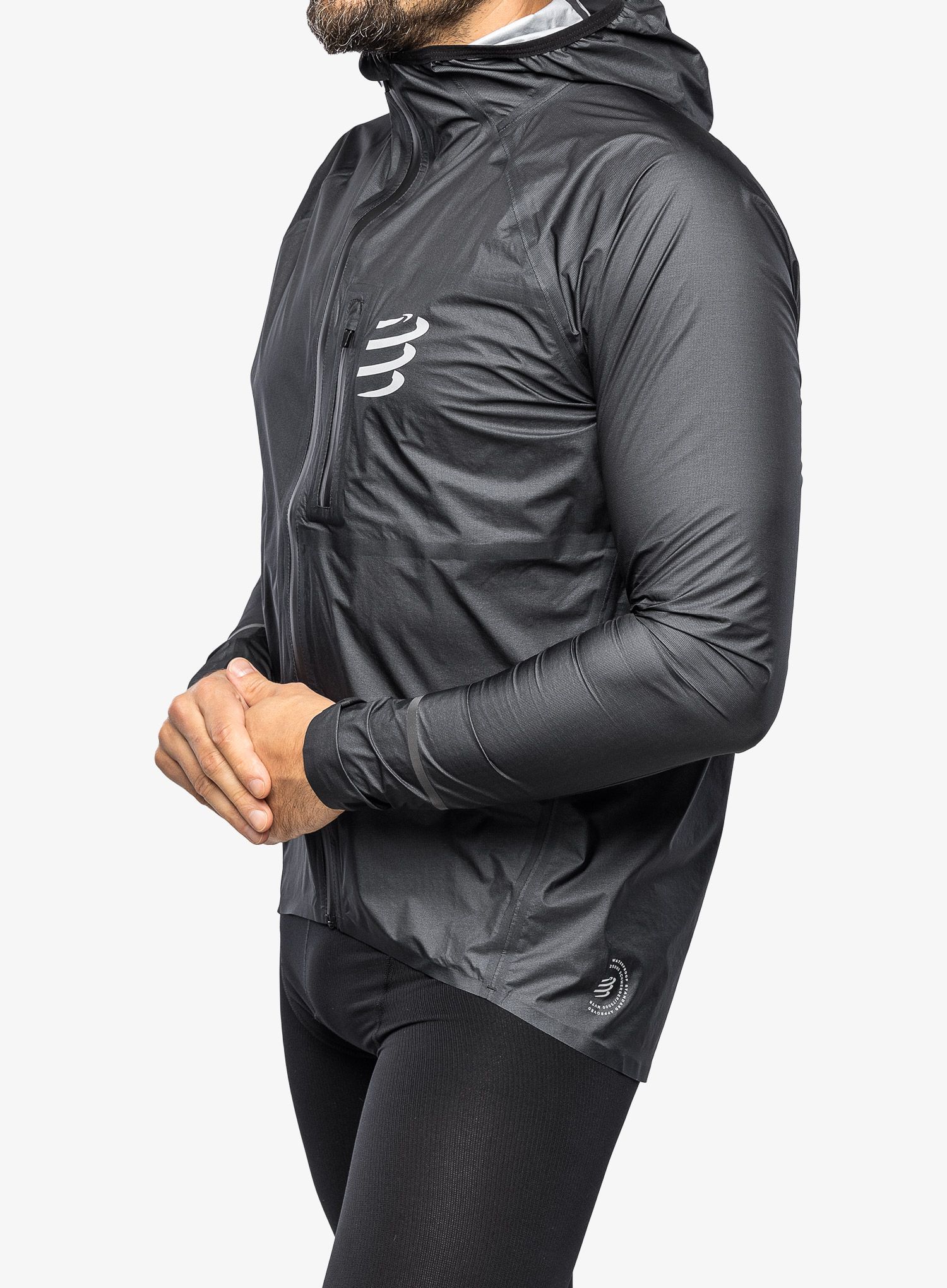 Bunda na běhání Compressport Thunderstorm Waterproof 25/75 Jacket - black