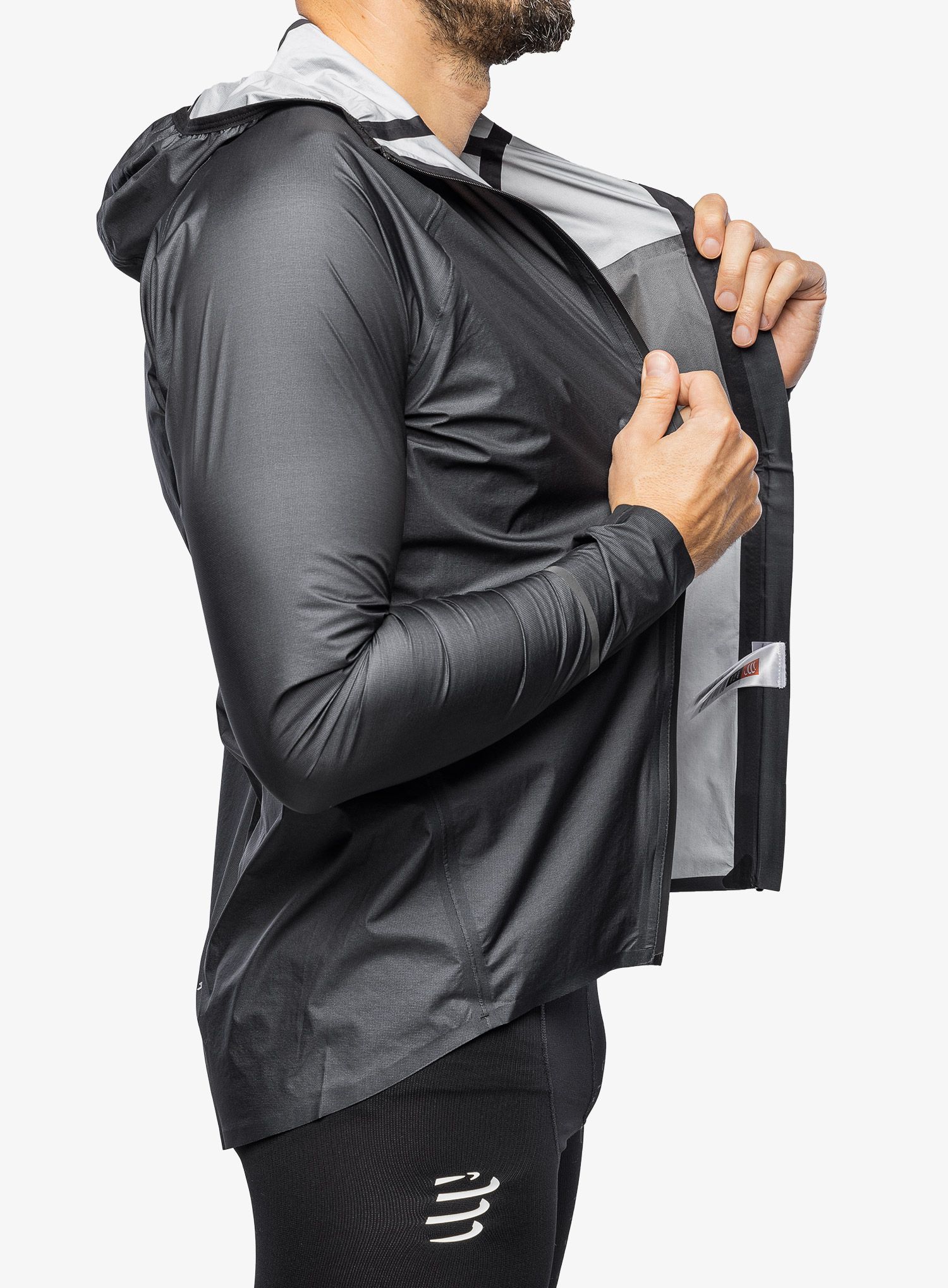 Bunda na běhání Compressport Thunderstorm Waterproof 25/75 Jacket - black