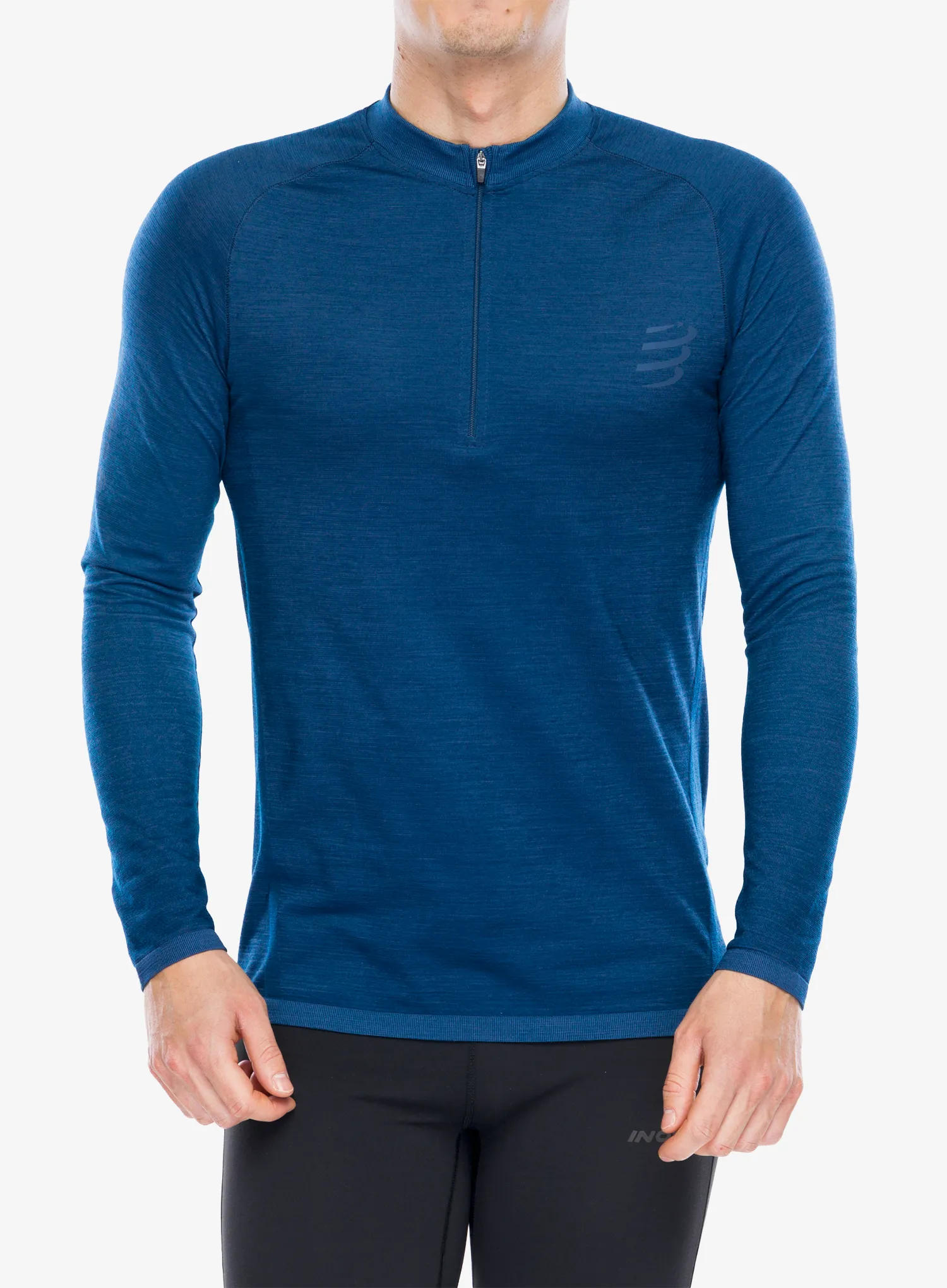 Mikina na běh Compressport Trail HZ LS Tshirt M - poseidon