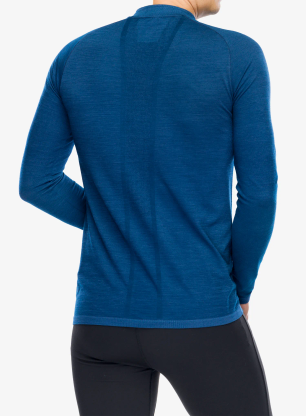 Mikina na běh Compressport Trail HZ LS Tshirt M - poseidon