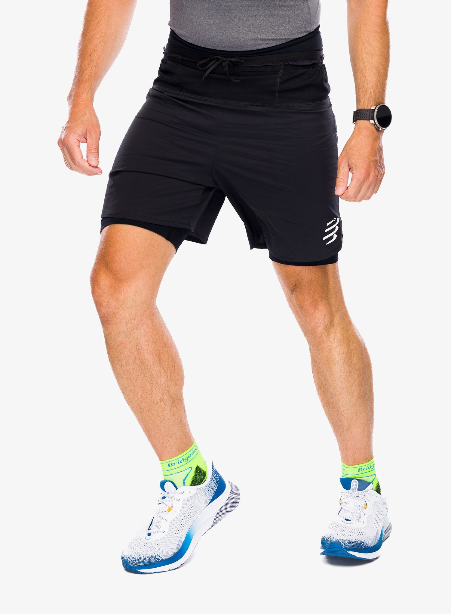 Běžecké kraťasy Compressport Trail Racing 2-in-1 Short - black