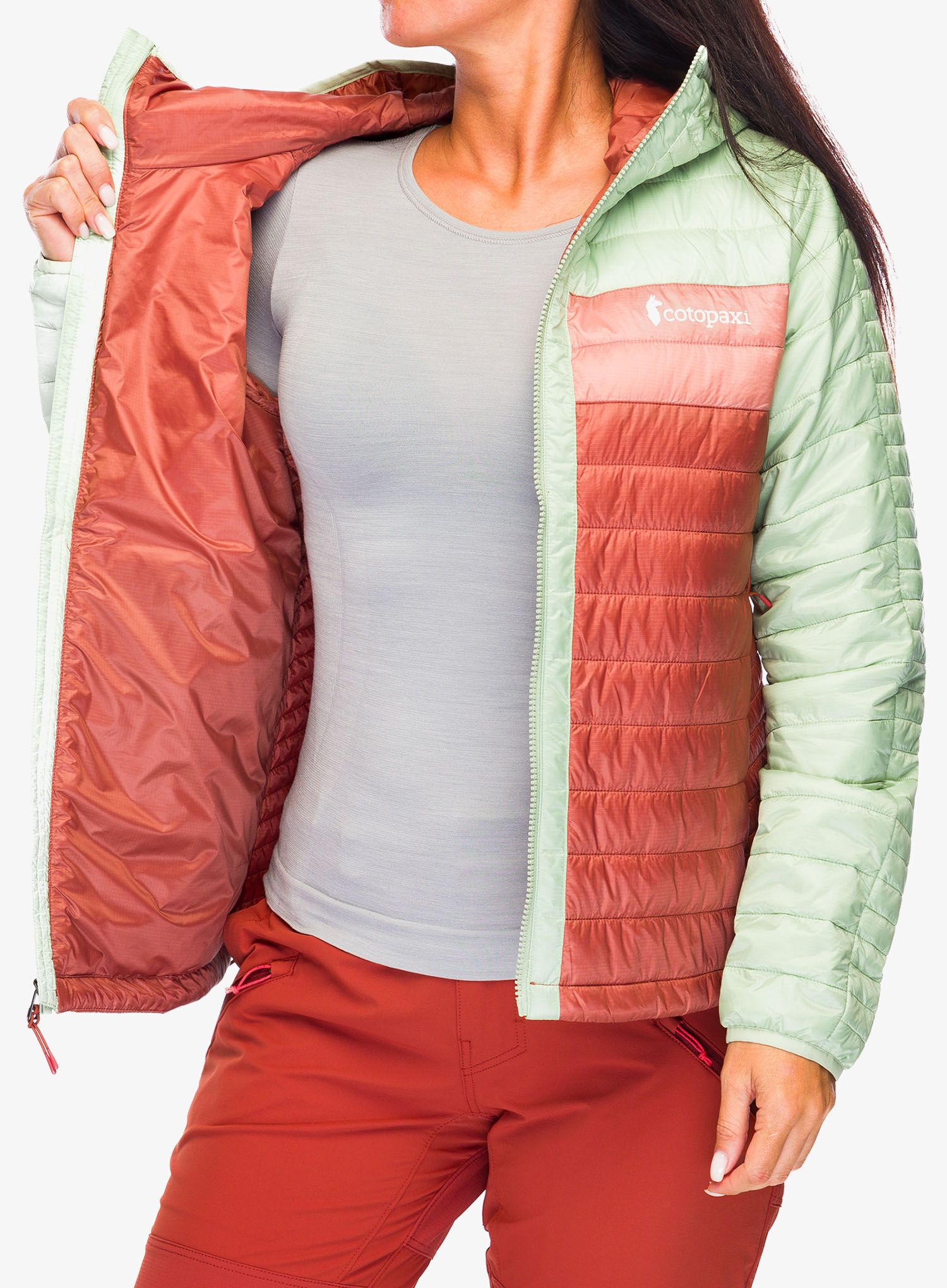 Zateplená bunda dámská Cotopaxi Capa Insulated Hooded Jacket - green tea/faded brick