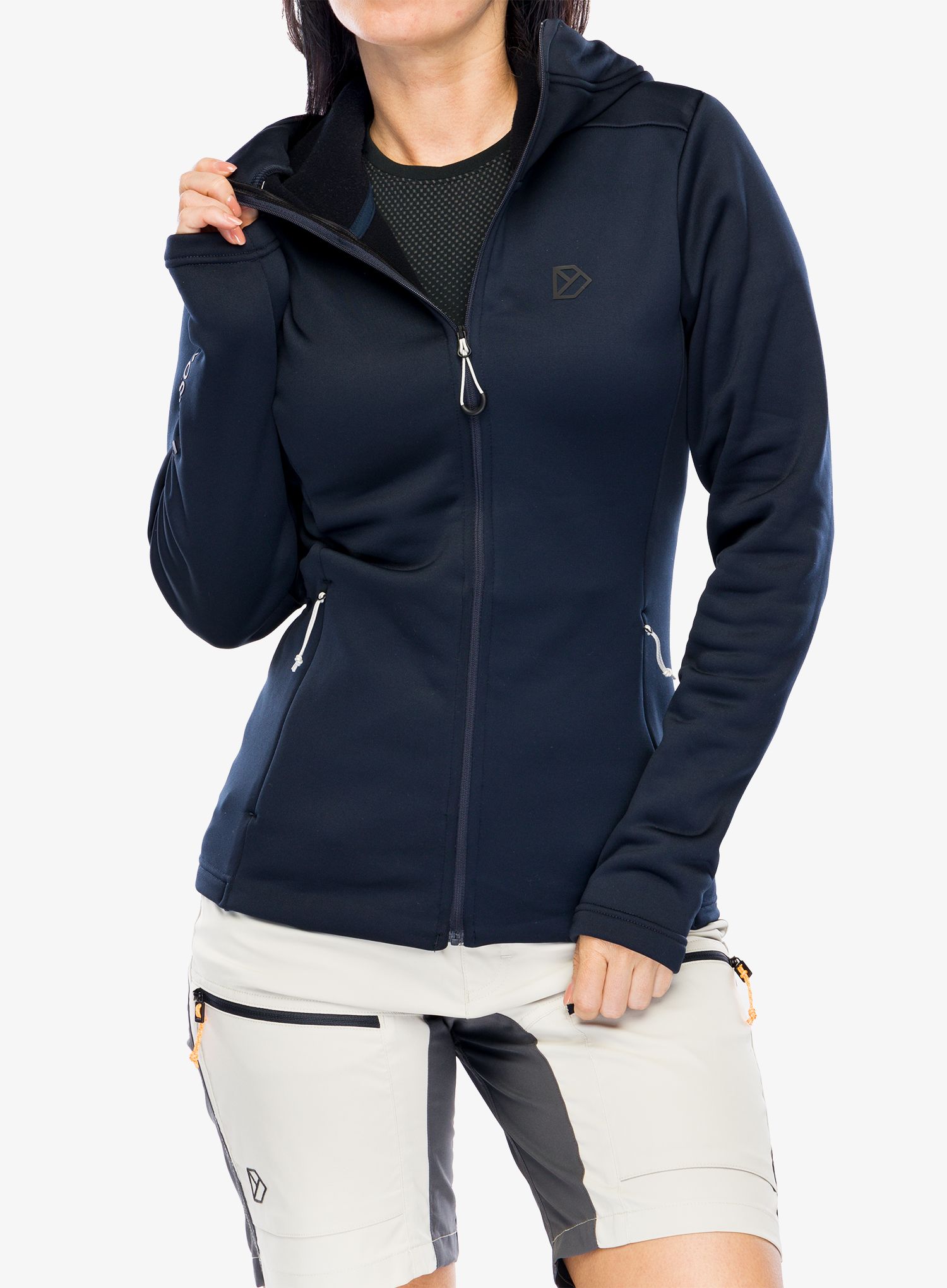 Dámská mikina s kapucí Didriksons Anneli Full Zip 2 - dark night blue