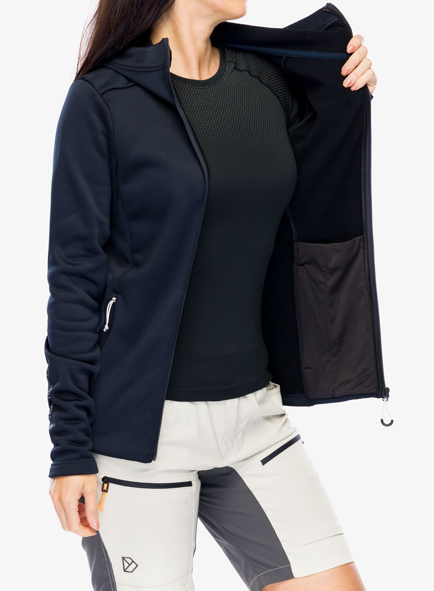 Dámská mikina s kapucí Didriksons Anneli Full Zip 2 - dark night blue