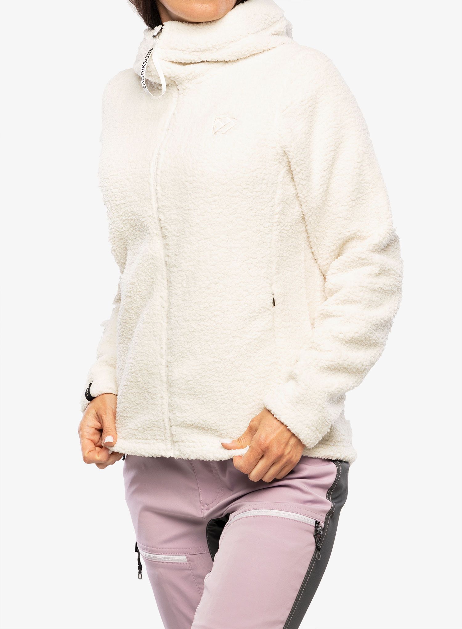 Dámská fleecová mikina s kapucí Didriksons Anniken Full Zip 2 - shell white
