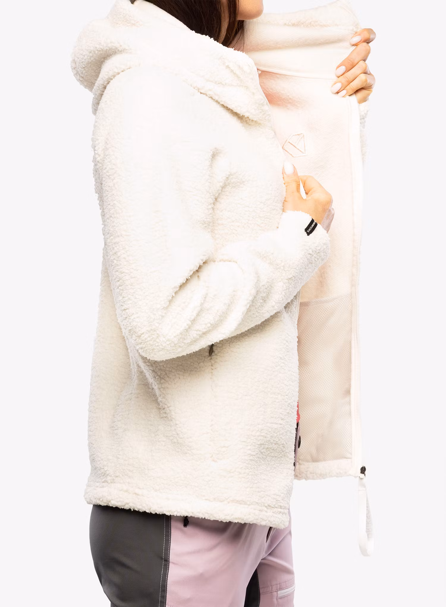 Dámská fleecová mikina s kapucí Didriksons Anniken Full Zip 2 - shell white