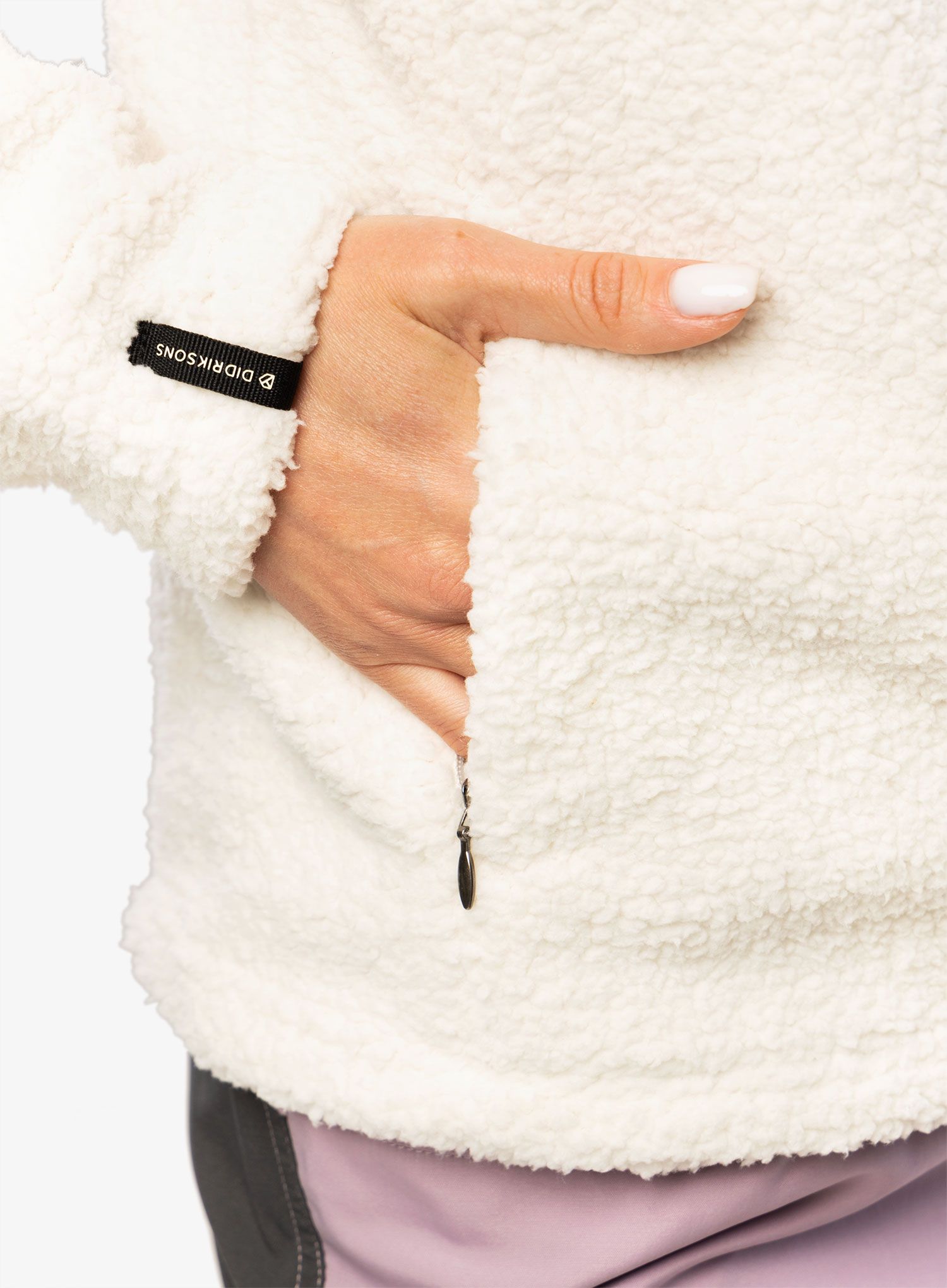 Dámská fleecová mikina s kapucí Didriksons Anniken Full Zip 2 - shell white