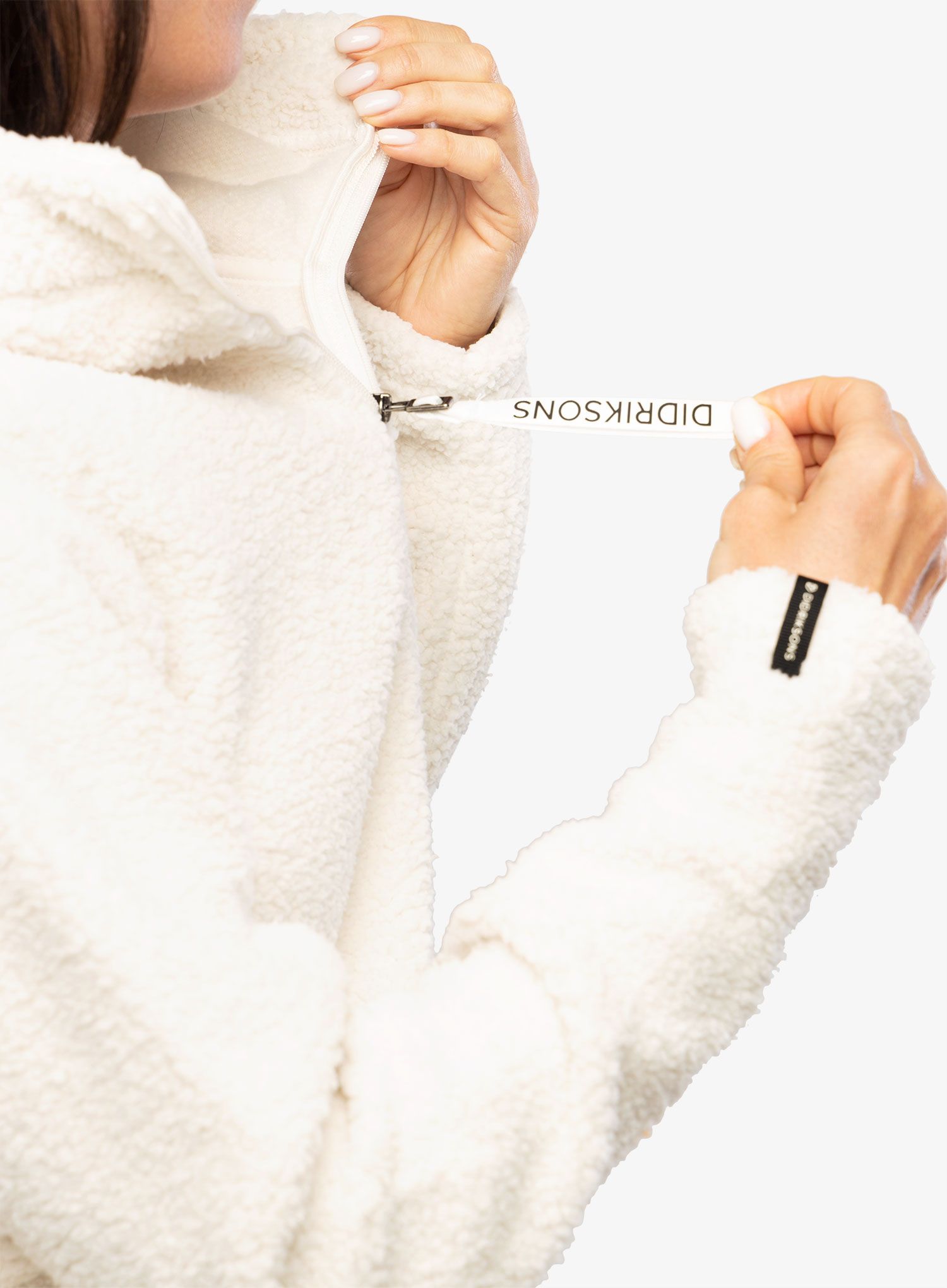 Dámská fleecová mikina s kapucí Didriksons Anniken Full Zip 2 - shell white