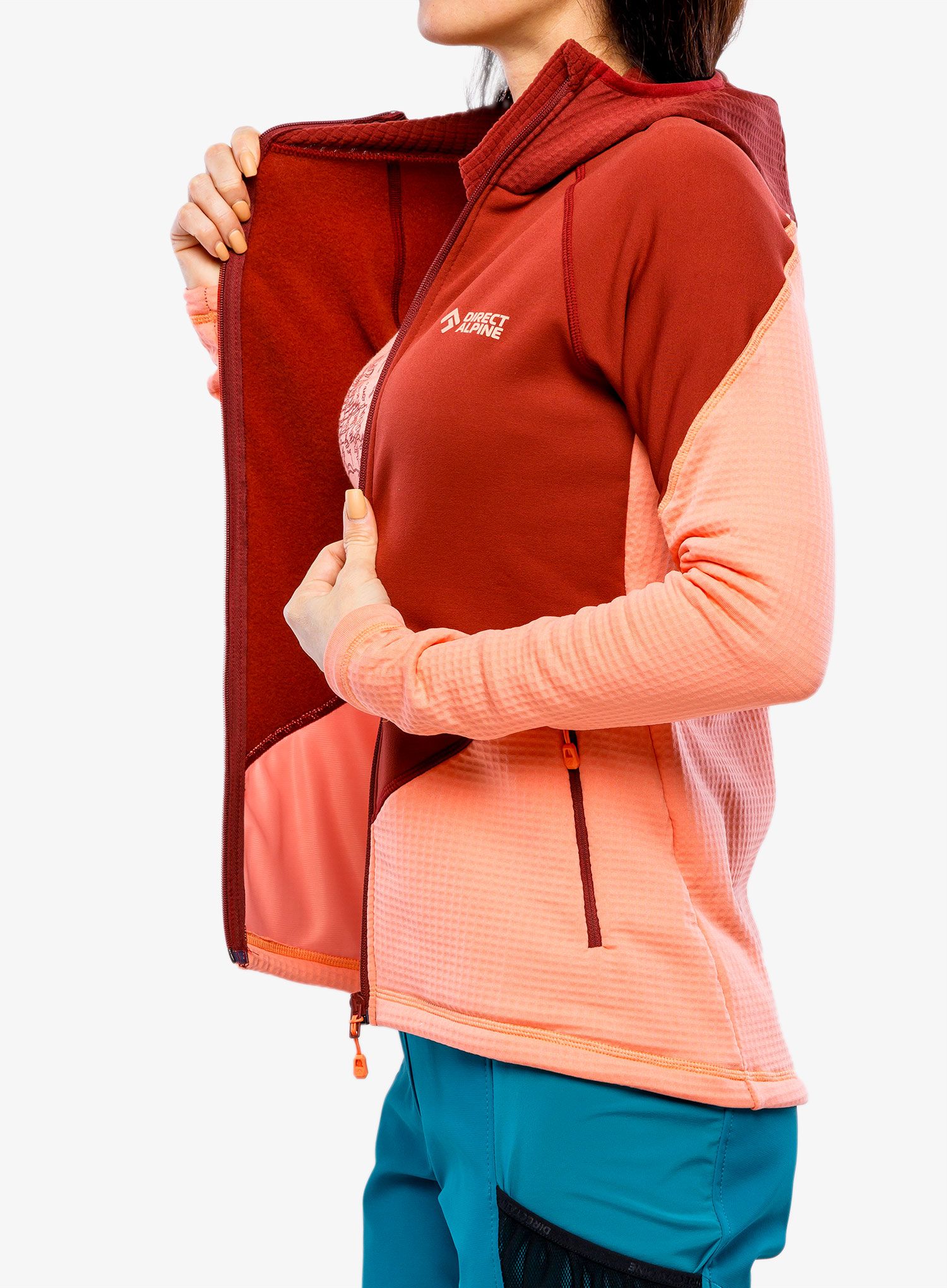 Dámská mikina s kapucí Direct Alpine Sakura Tech Lady - palisander/coral
