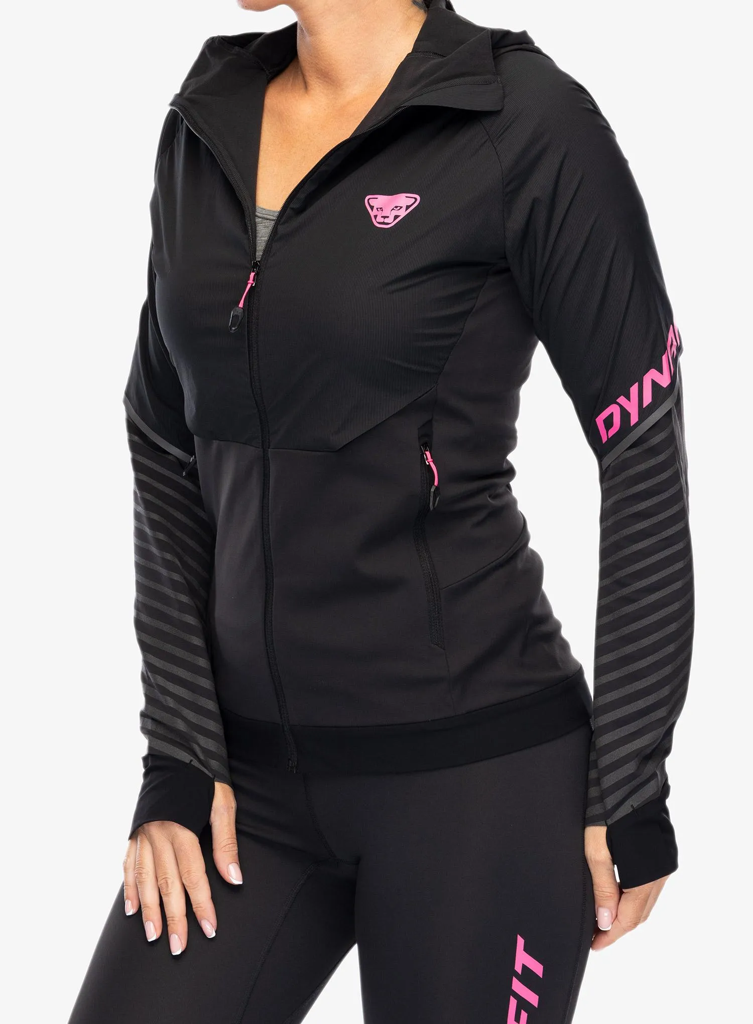 Bunda na běhání dámská Dynafit Alpine Reflective Jacket - black out/pink glo