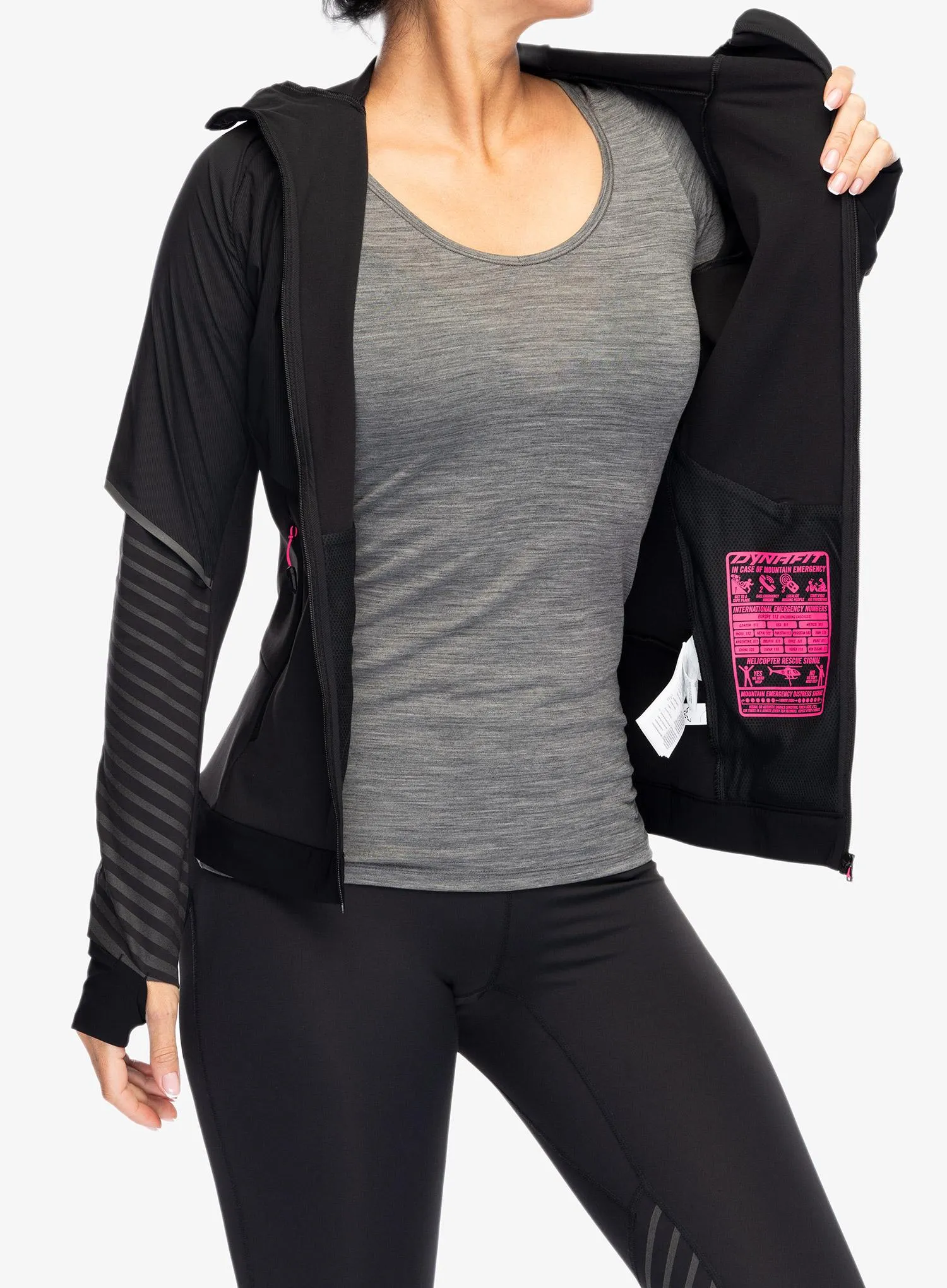 Bunda na běhání dámská Dynafit Alpine Reflective Jacket - black out/pink glo