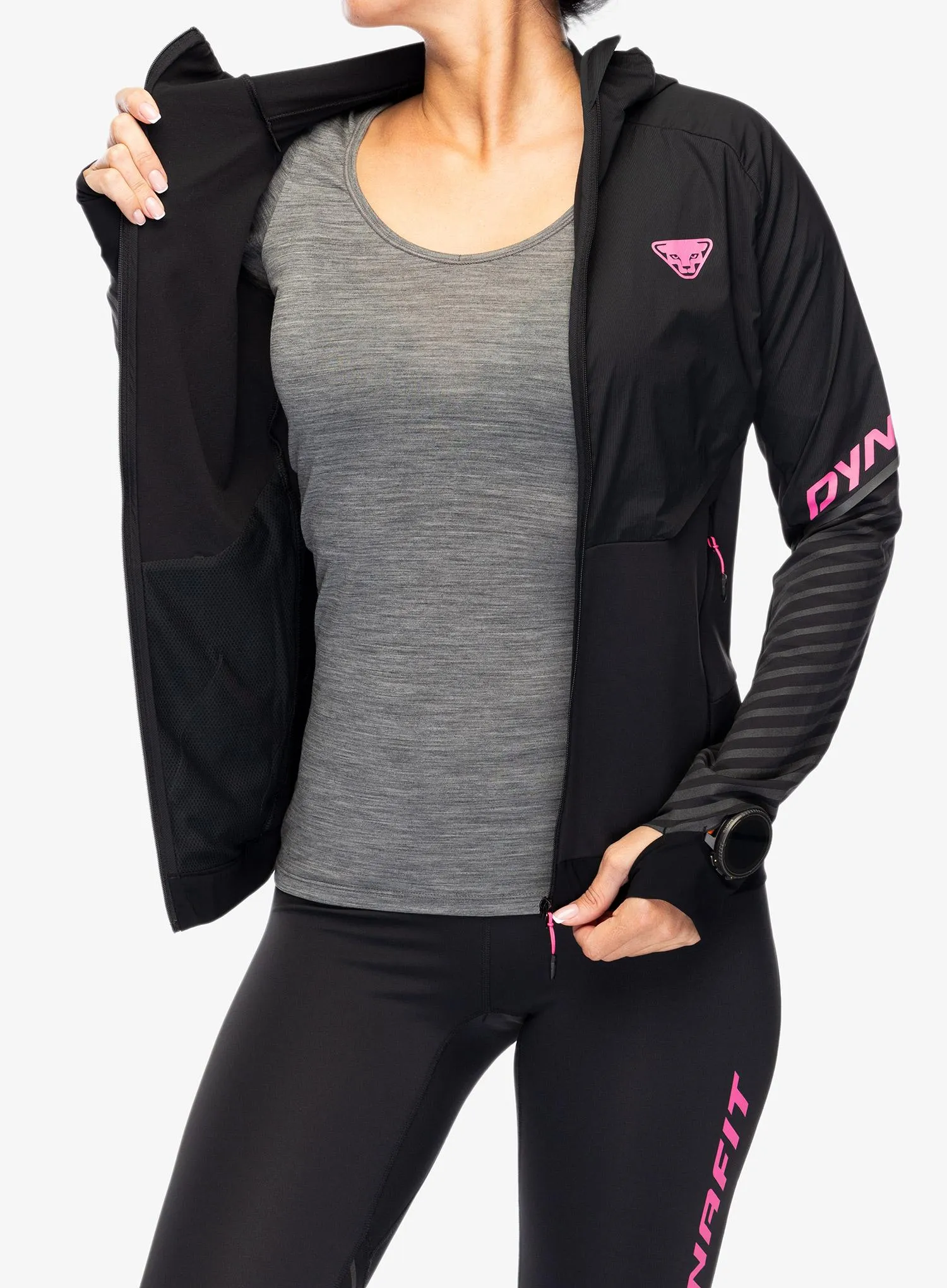 Bunda na běhání dámská Dynafit Alpine Reflective Jacket - black out/pink glo