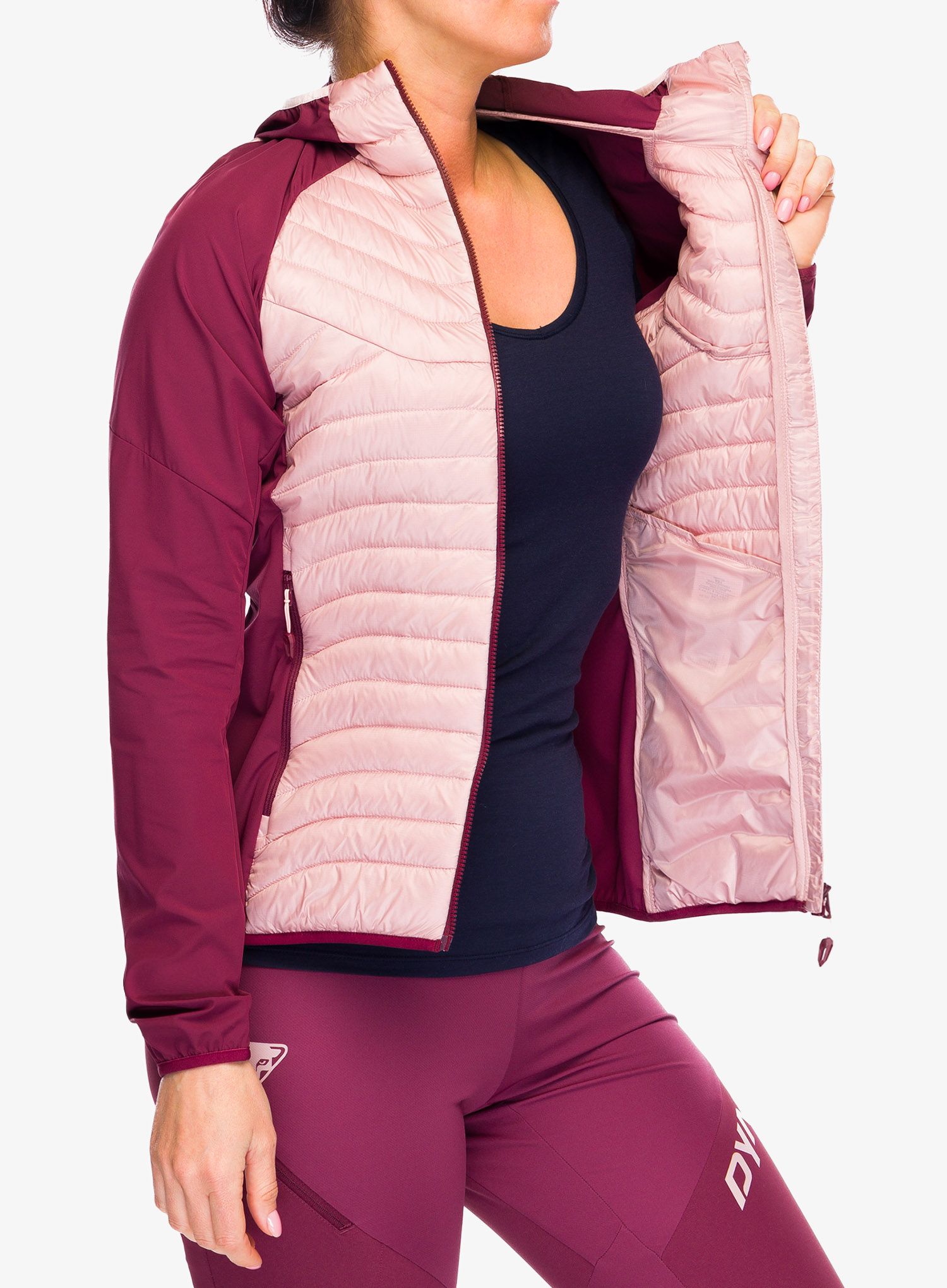 Hybridní bunda dámská Dynafit Transalper Hybrid Ins JKT - burgundy
