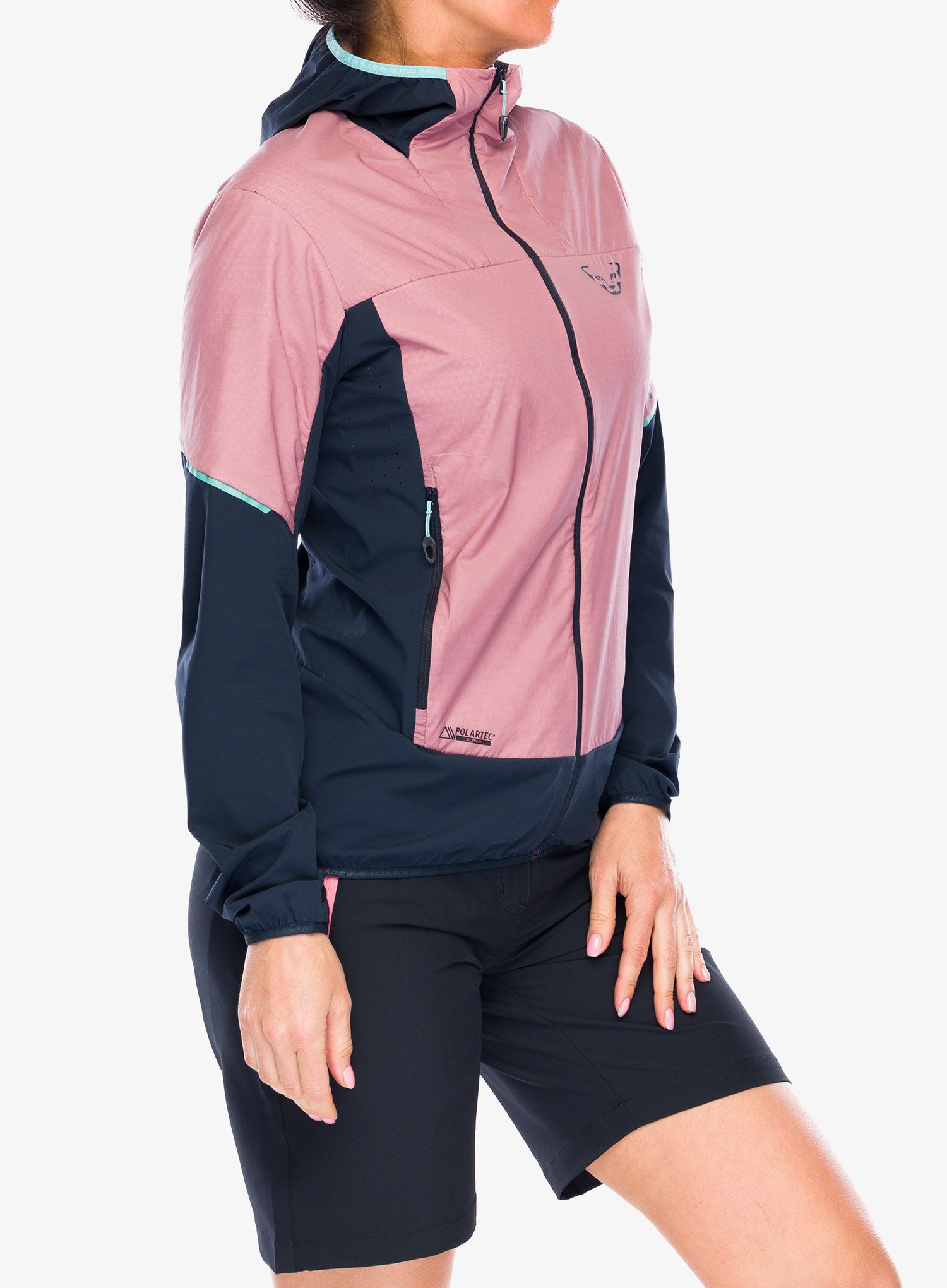 Fleecová mikina dámská Dynafit Traverse Alpha Hooded JKT - mokarosa