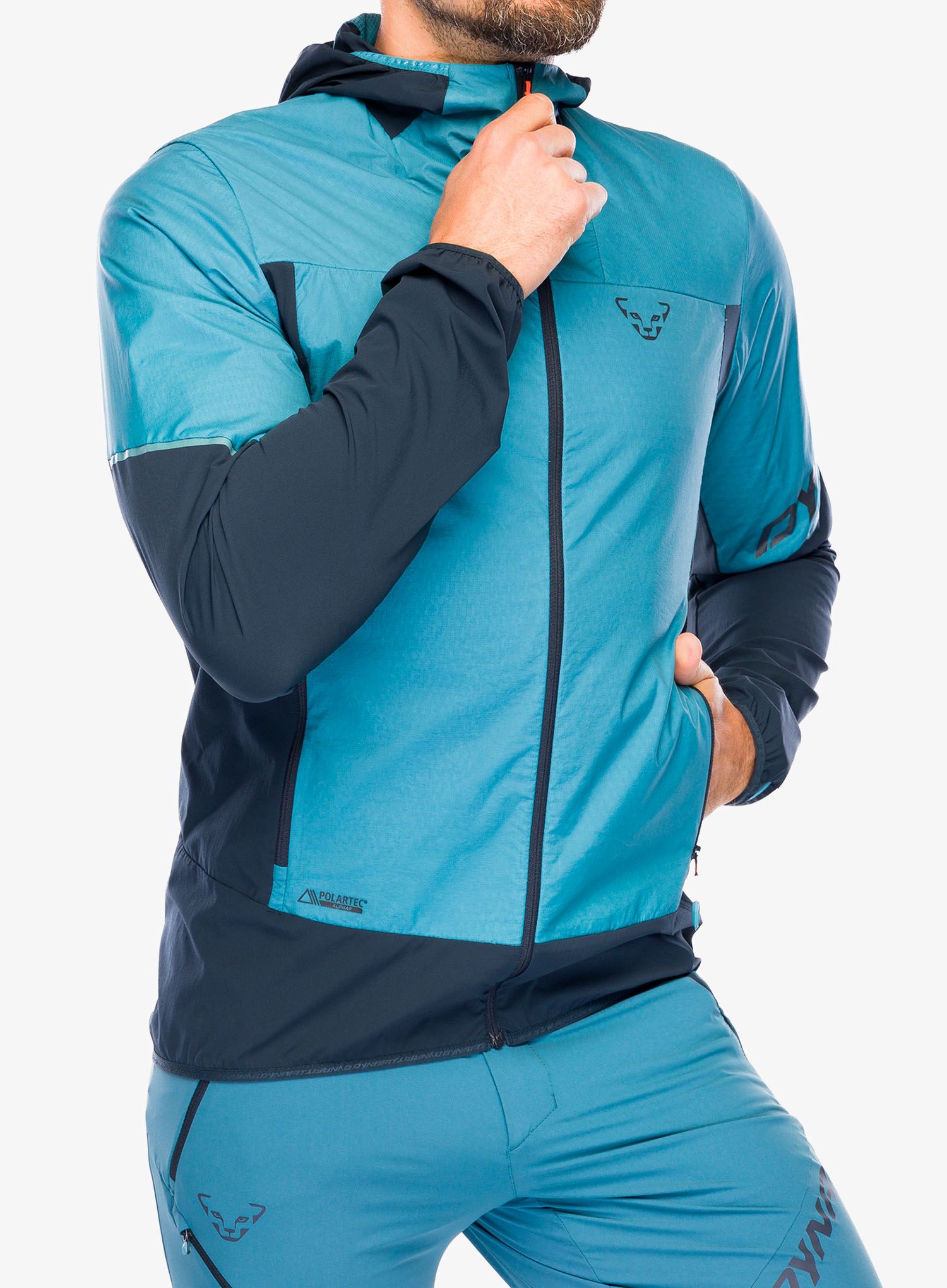 Fleecová bunda Dynafit Traverse Alpha Hooded JKT - storm blue