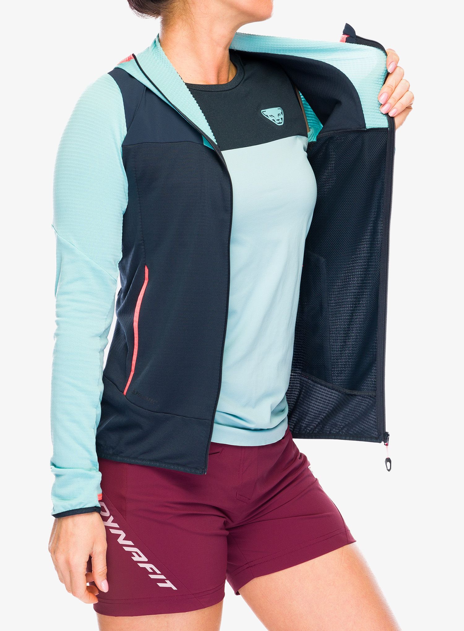 Dámská mikina s kapucí Dynafit Traverse Ptc Hooded JKT - marine blue/blueberry