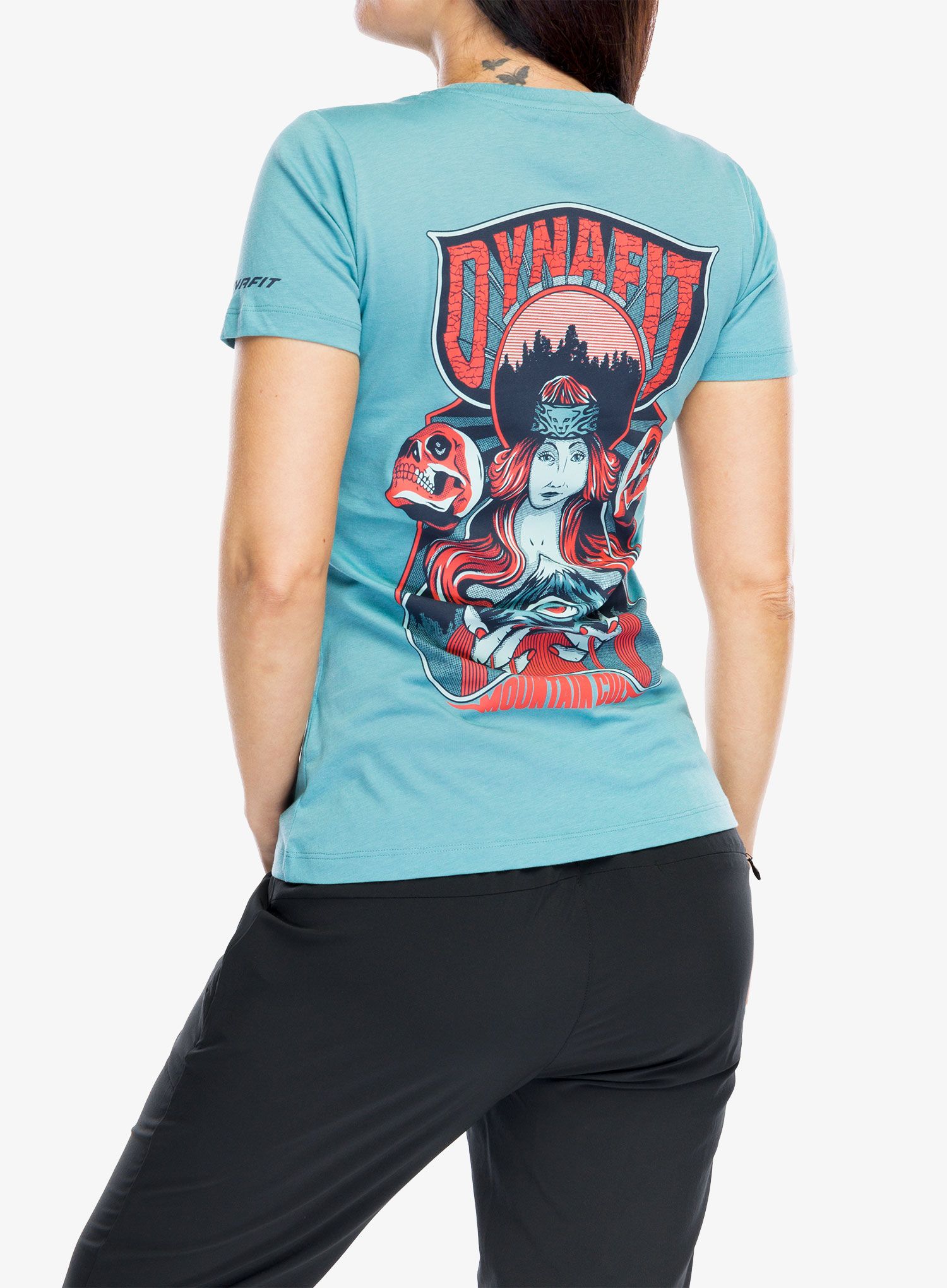 Dámské tričko s potiskem Dynafit X T.Menapace T-Shirt - brittany blue/mountain goddes