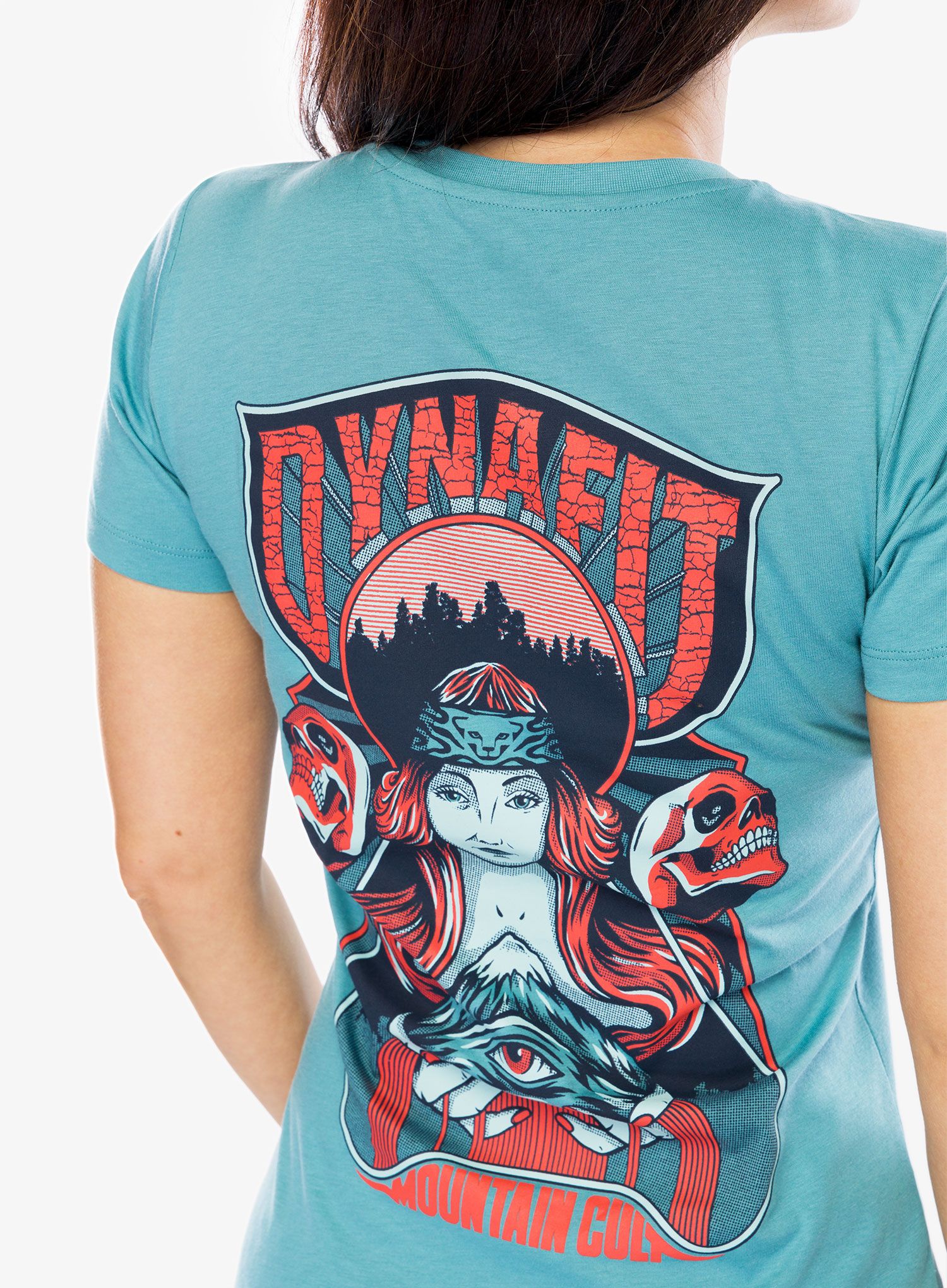 Dámské tričko s potiskem Dynafit X T.Menapace T-Shirt - brittany blue/mountain goddes