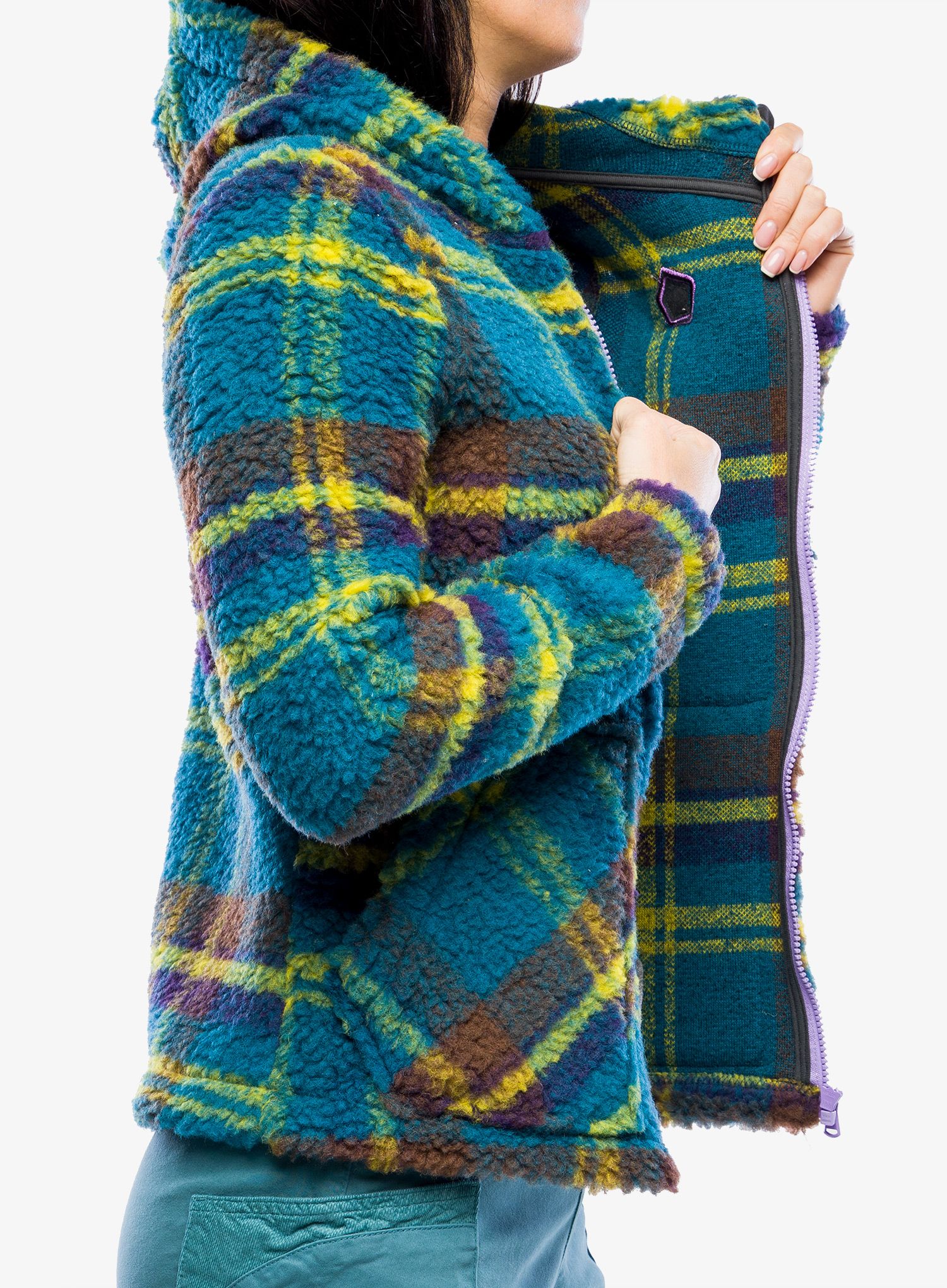 Fleecová mikina dámská E9 Anais - green tartan
