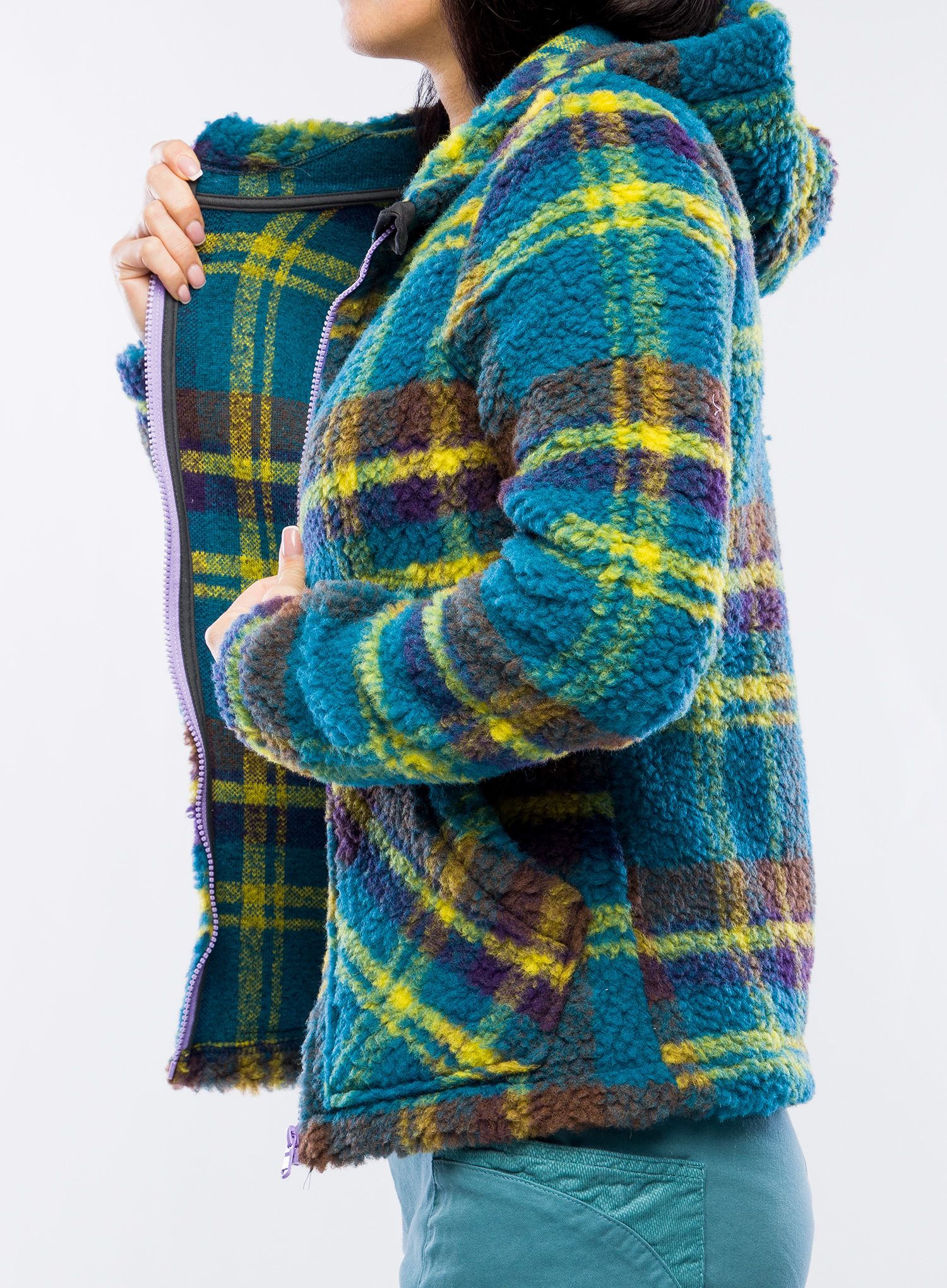 Fleecová mikina dámská E9 Anais - green tartan