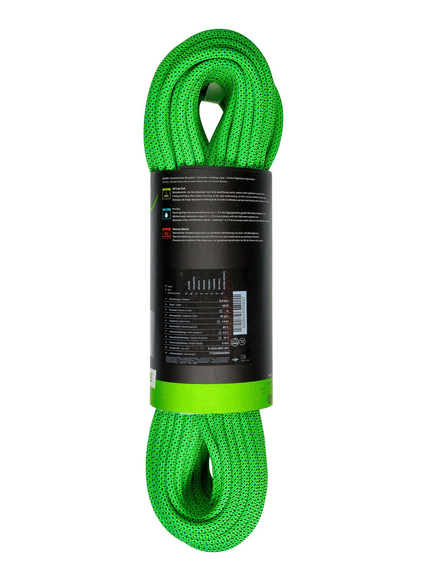 Dynamické lano Edelrid Kestrel Pro Dry 8,5 mm 60 m - neon green