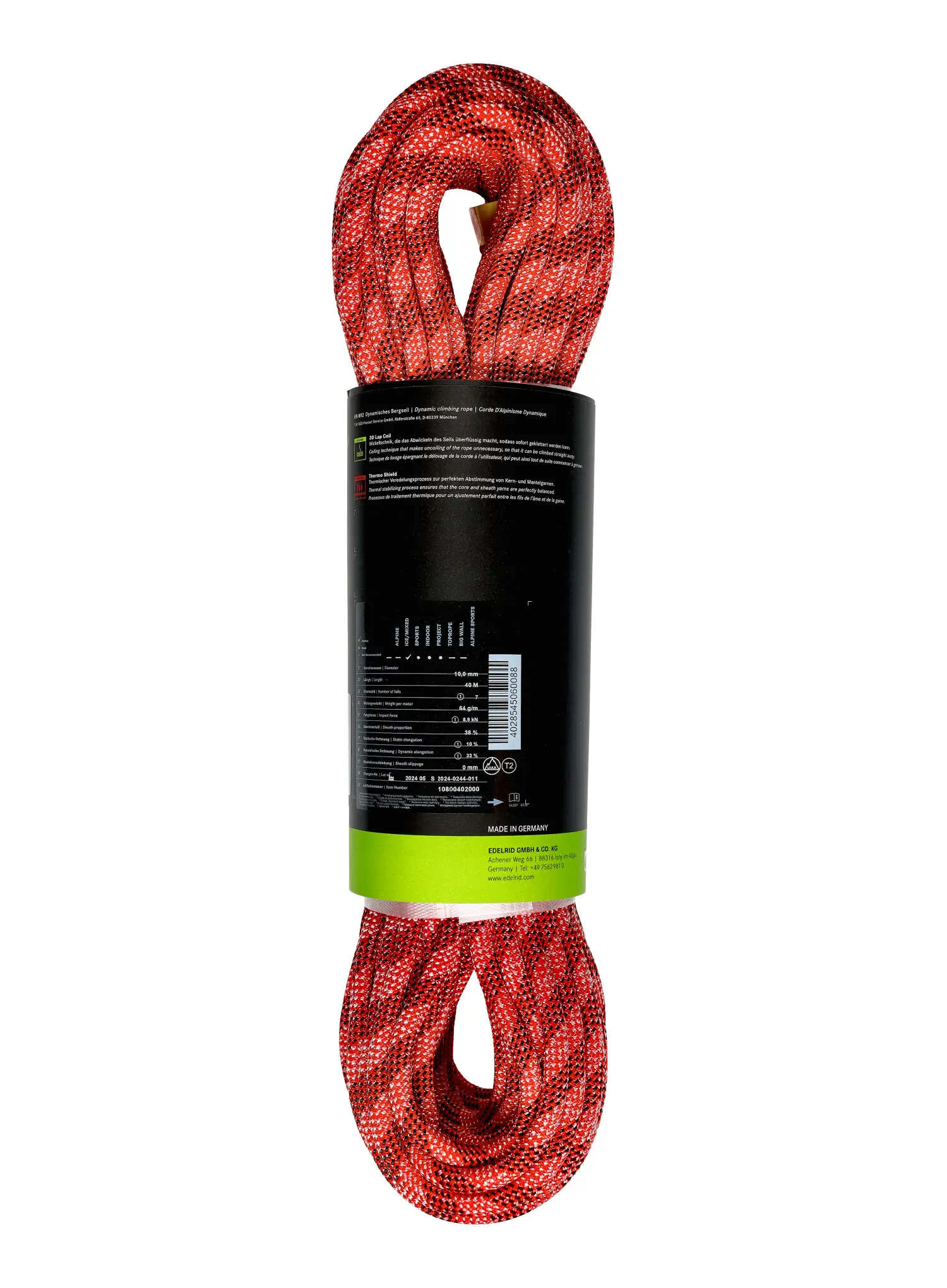 Horolezecké lano Edelrid Python 10 mm 40 m - red