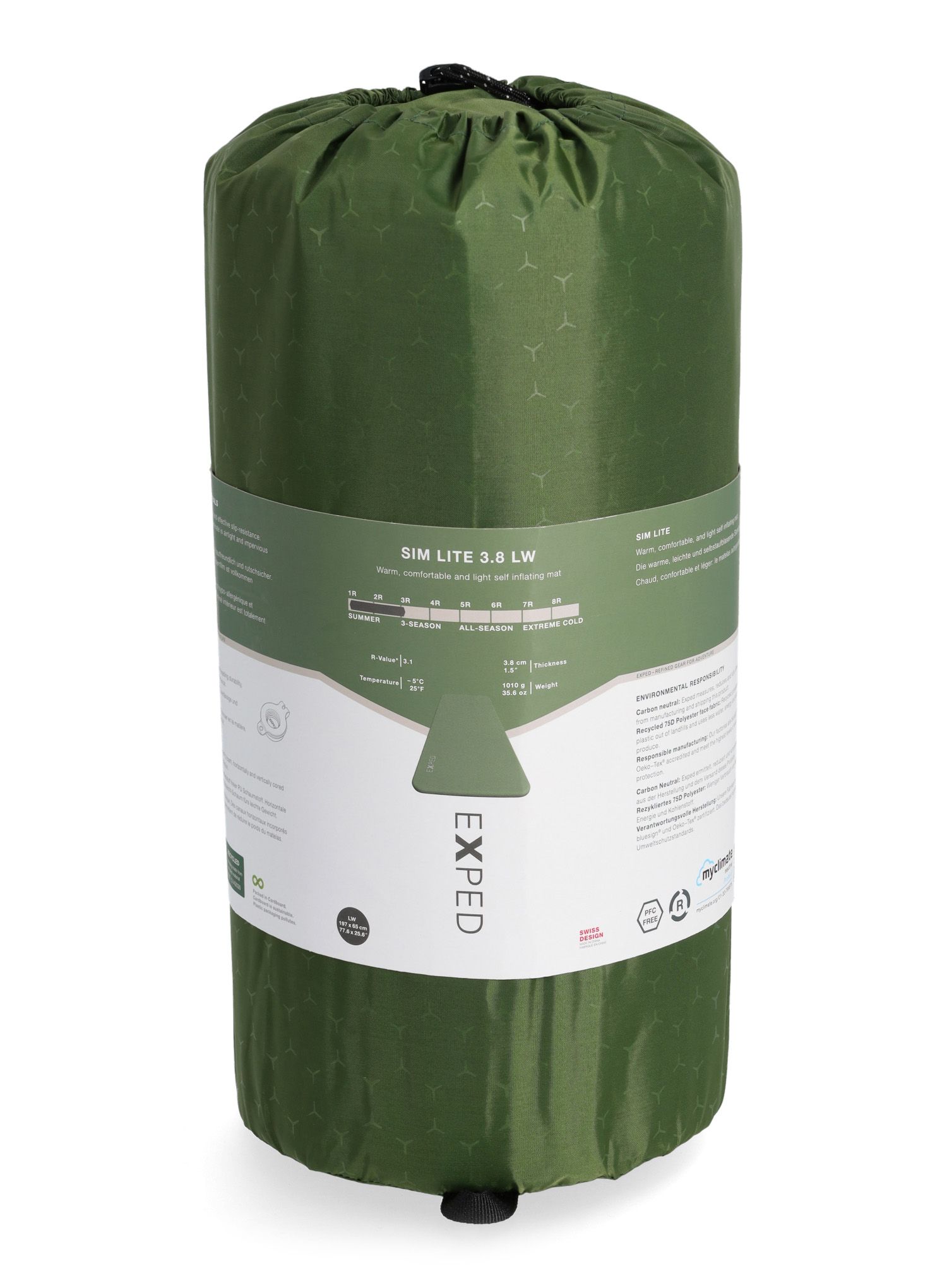Samonafukovací karimatka Exped SIM Lite 3.8 LW green