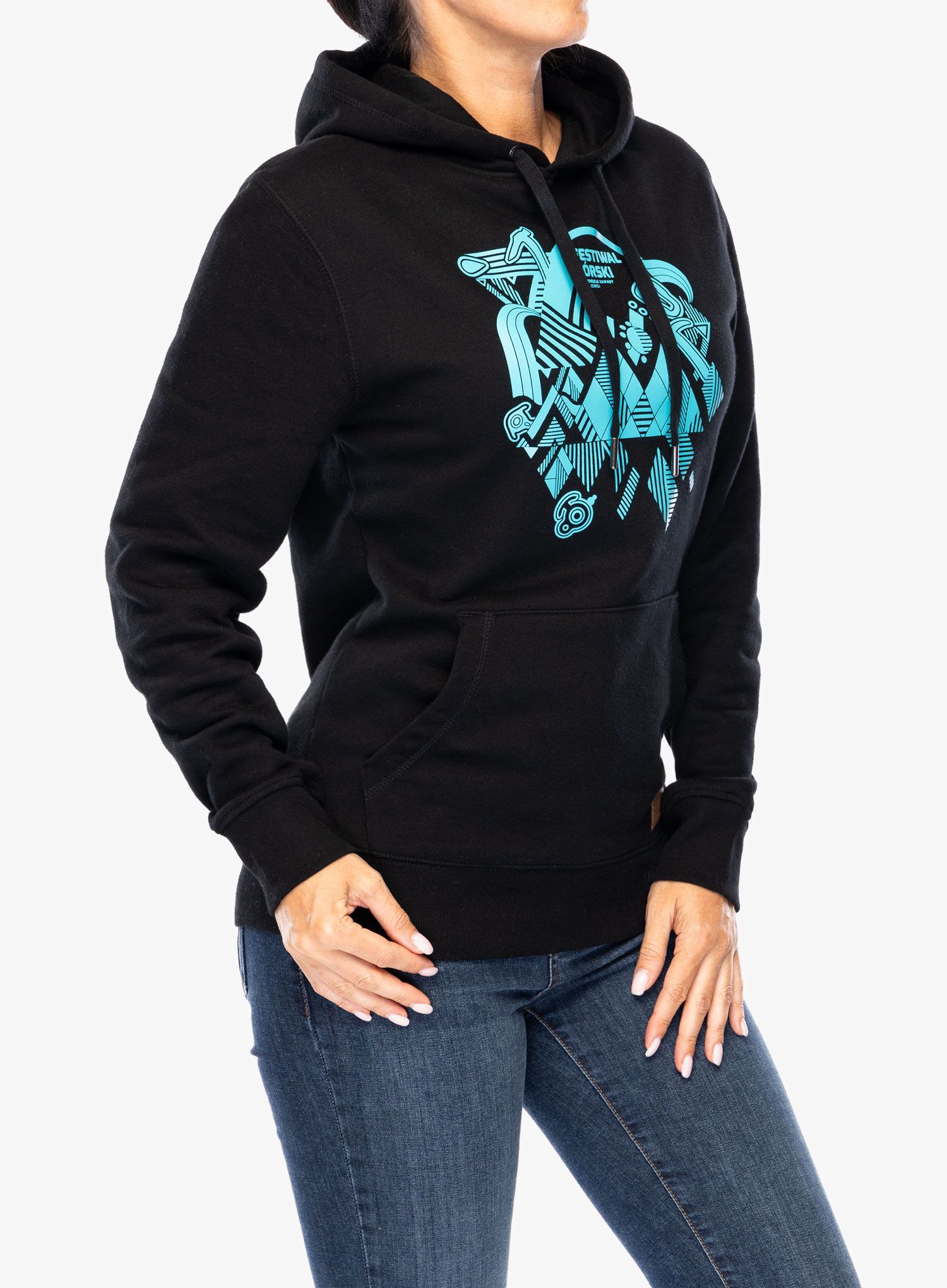 Mikina s kapucí .29 Festiwal Górski 2024 Lądek-Zdrój - black/turquoise
