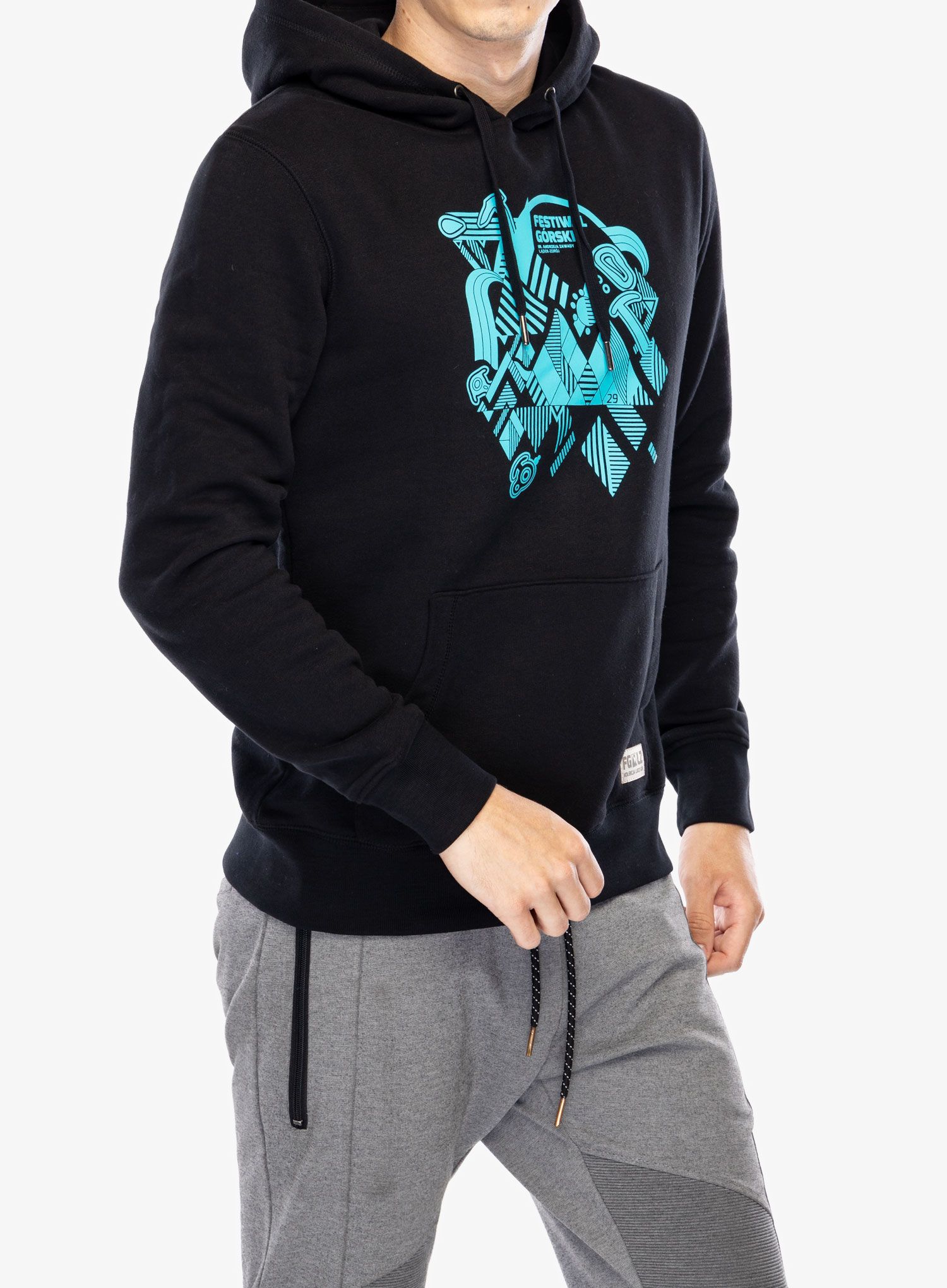 Mikina s kapucí .29 Festiwal Górski 2024 Lądek-Zdrój - black/turquoise