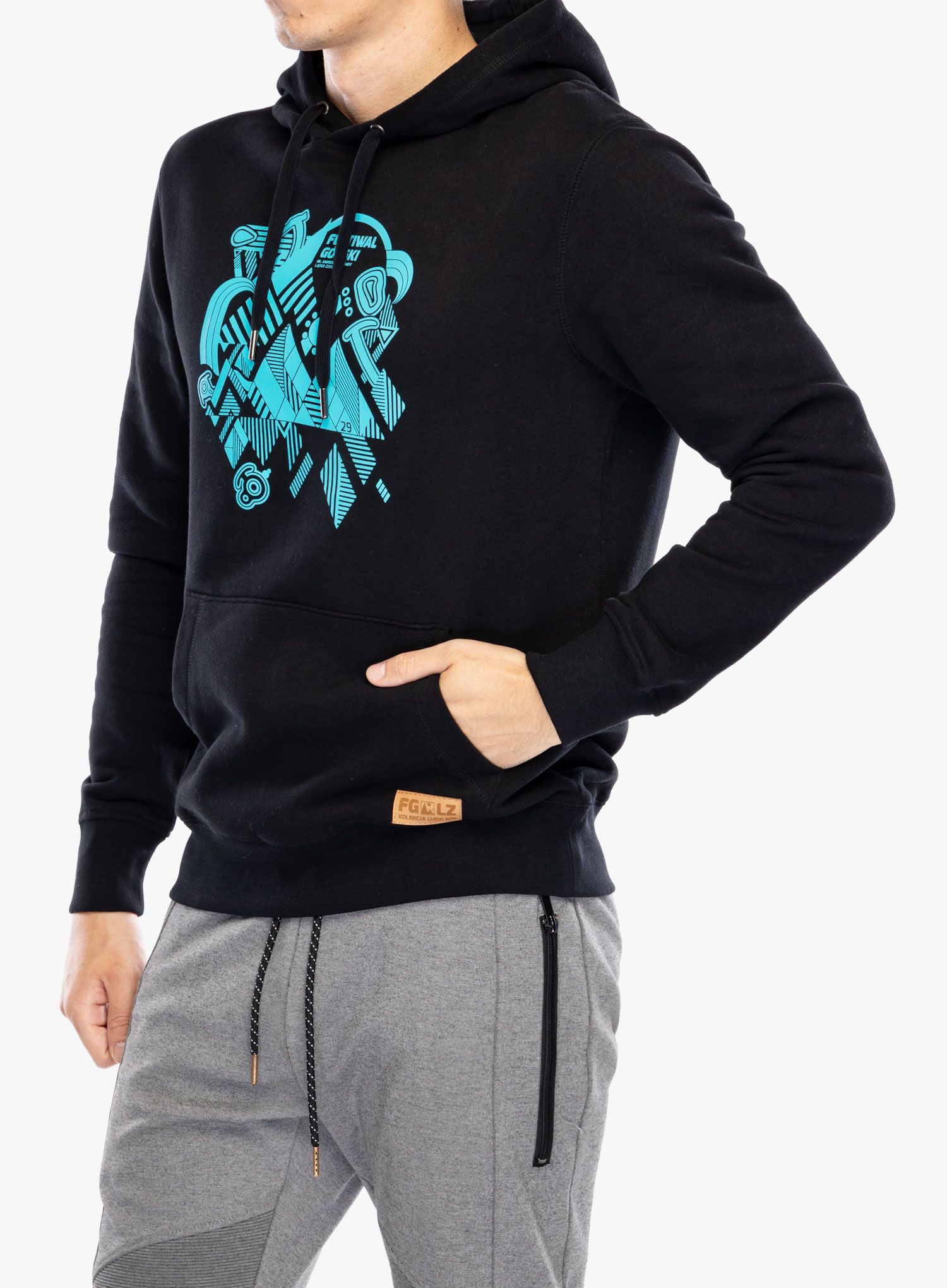 Mikina s kapucí .29 Festiwal Górski 2024 Lądek-Zdrój - black/turquoise