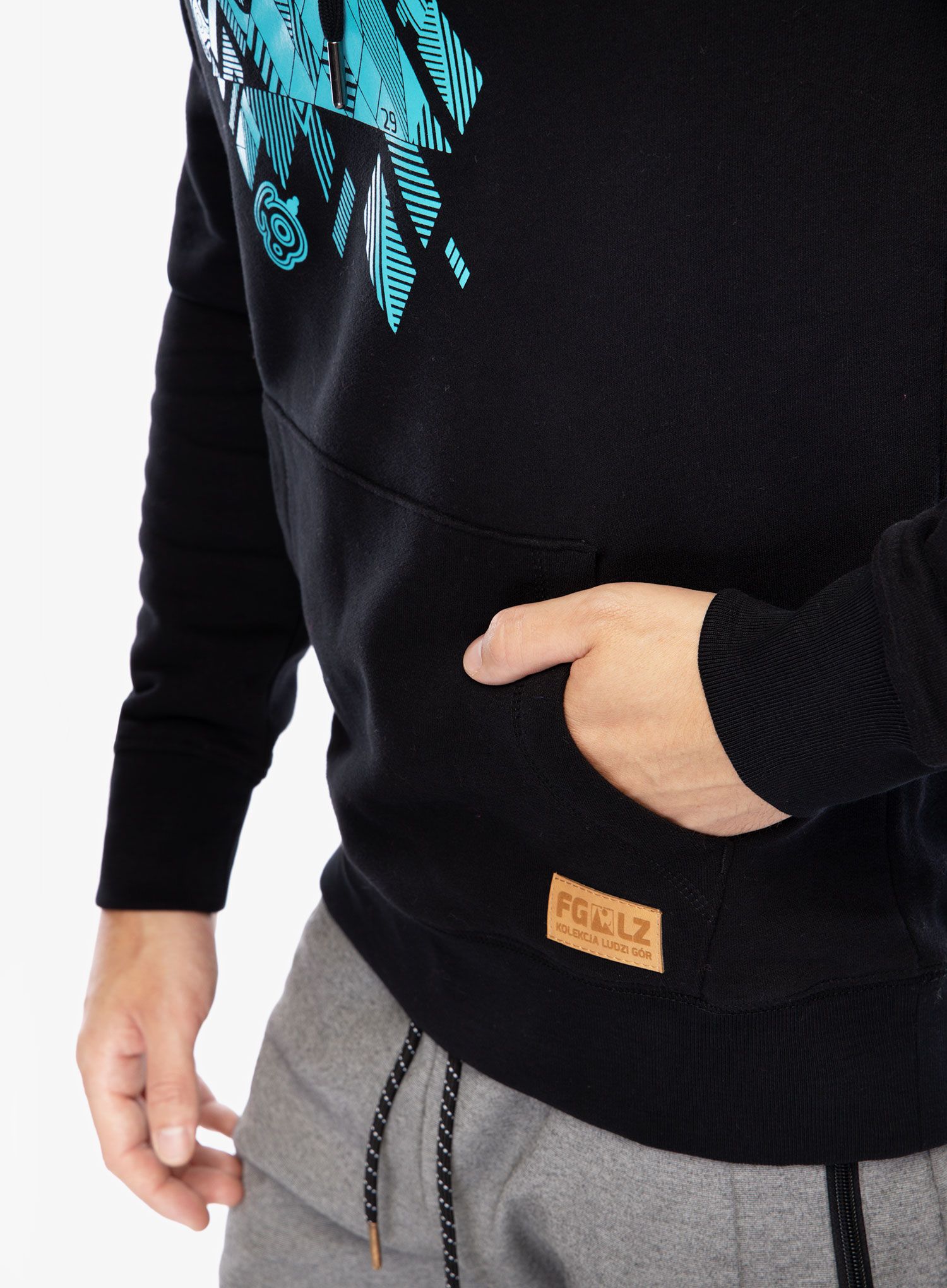 Mikina s kapucí .29 Festiwal Górski 2024 Lądek-Zdrój - black/turquoise