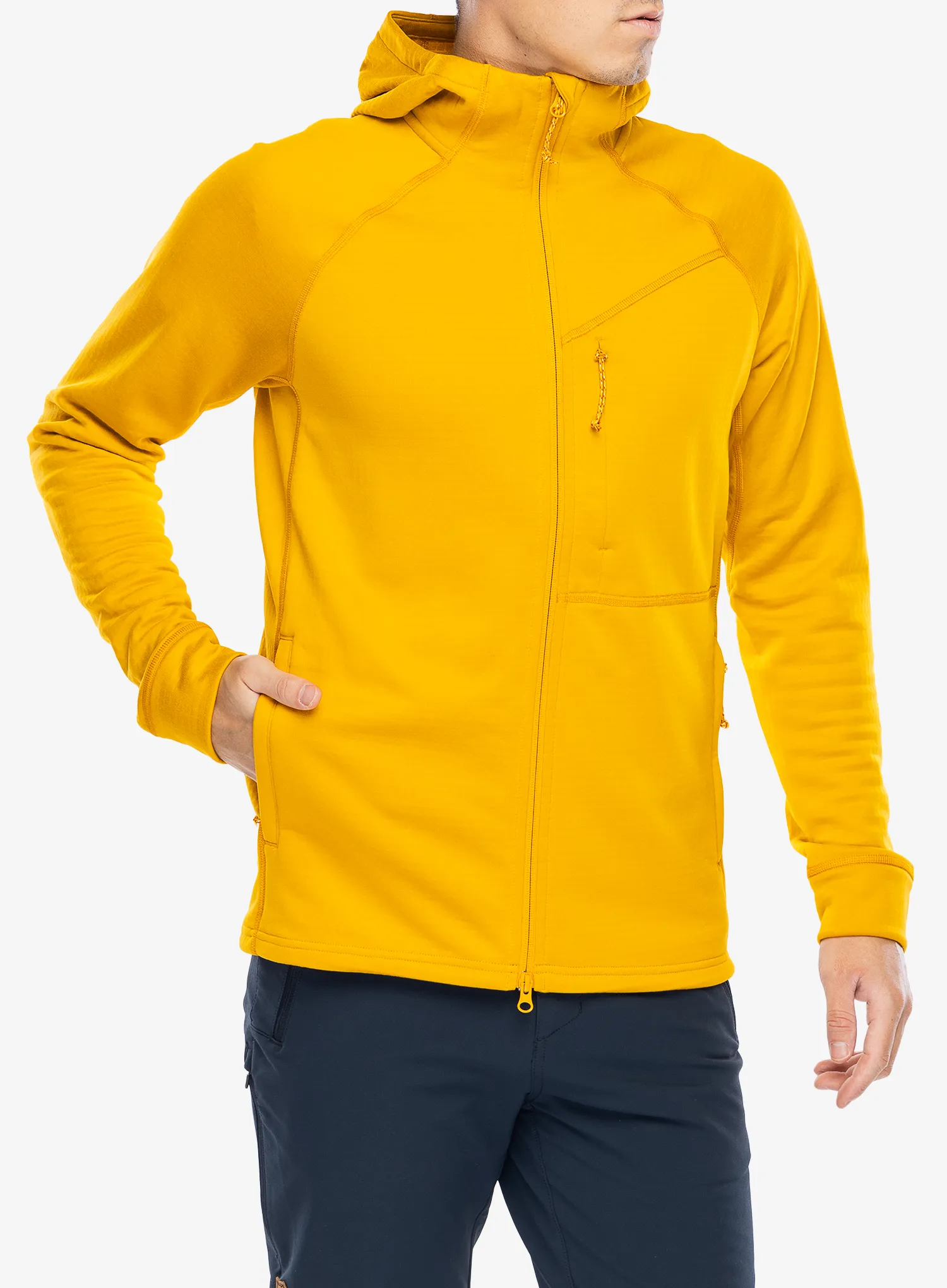Fleecová mikina Fjallraven Abisko Grid Fleece Hoodie - mustard yellow