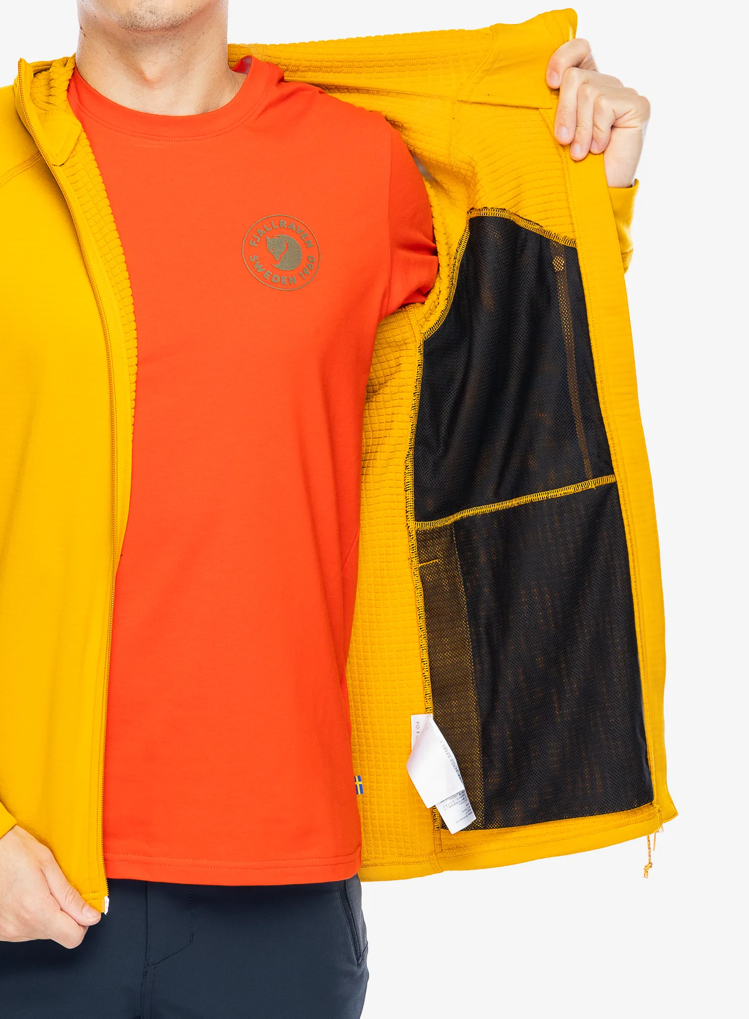 Fleecová mikina Fjallraven Abisko Grid Fleece Hoodie - mustard yellow