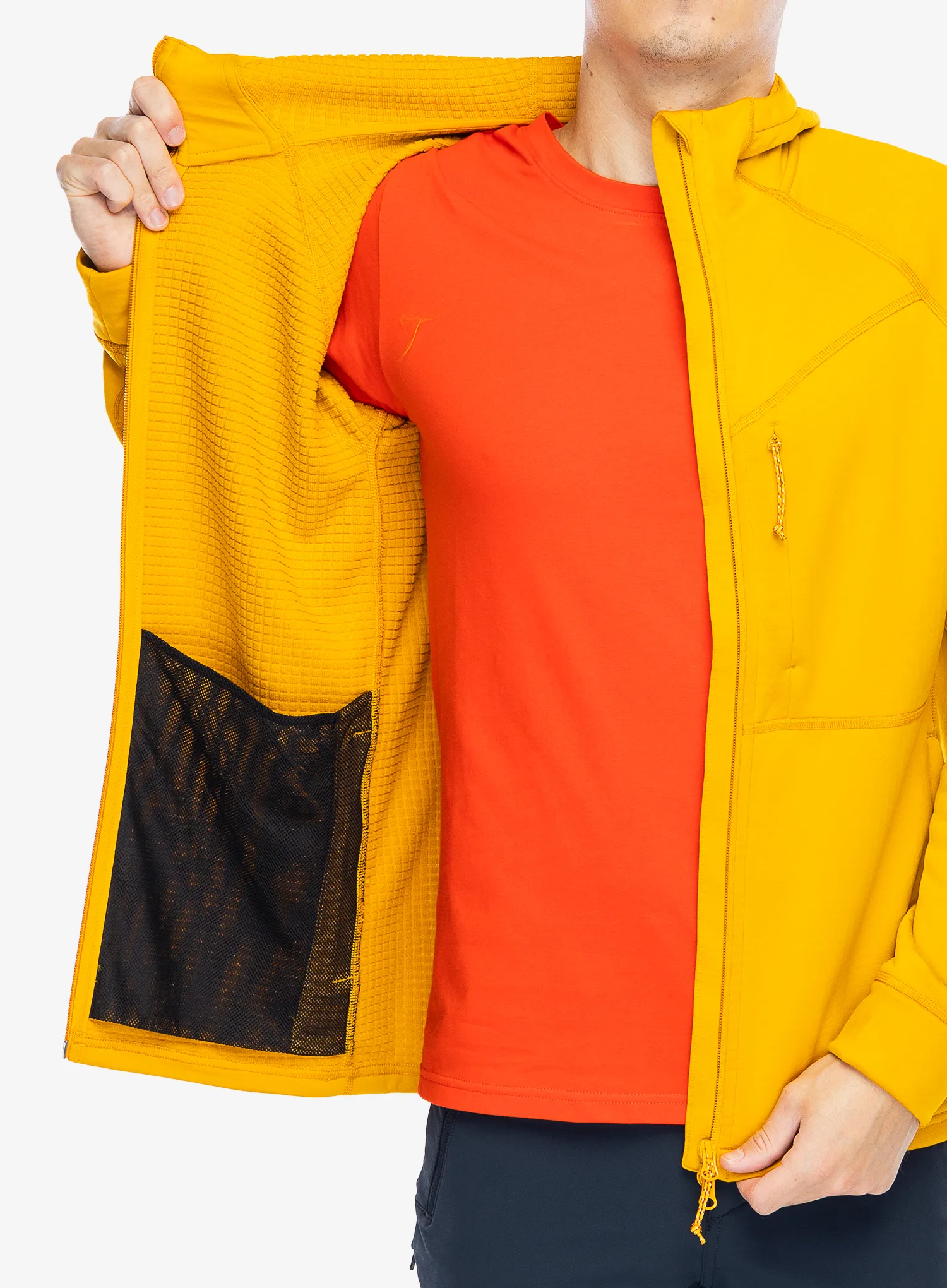 Fleecová mikina Fjallraven Abisko Grid Fleece Hoodie - mustard yellow