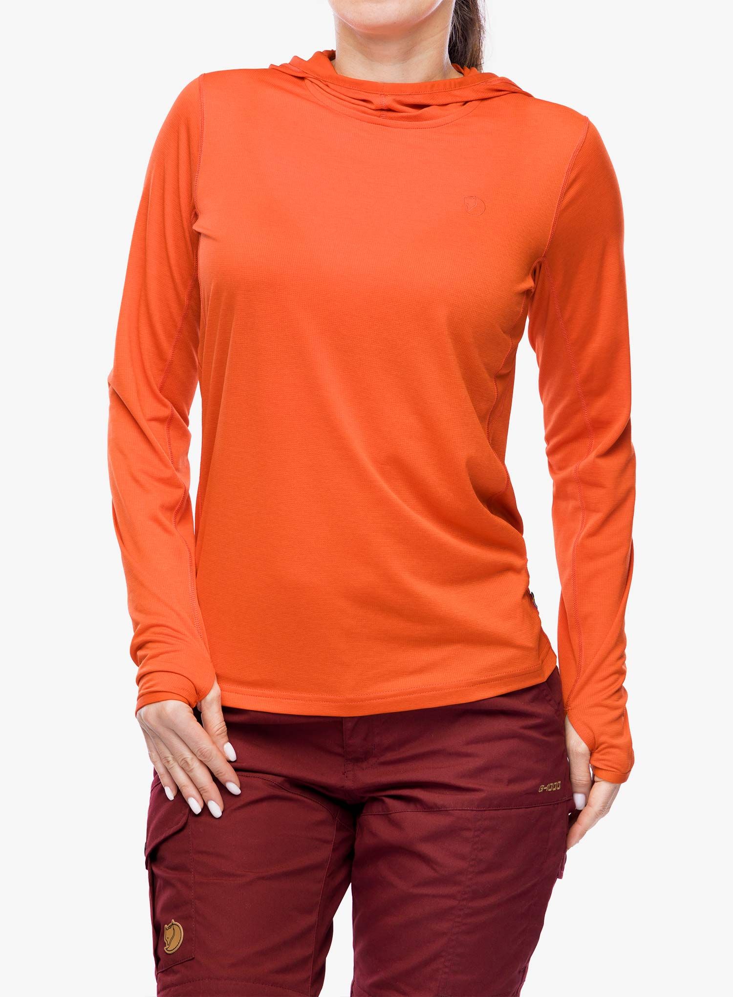Dámská mikina s kapucí Fjallraven Abisko Sun-hoodie - flame orange