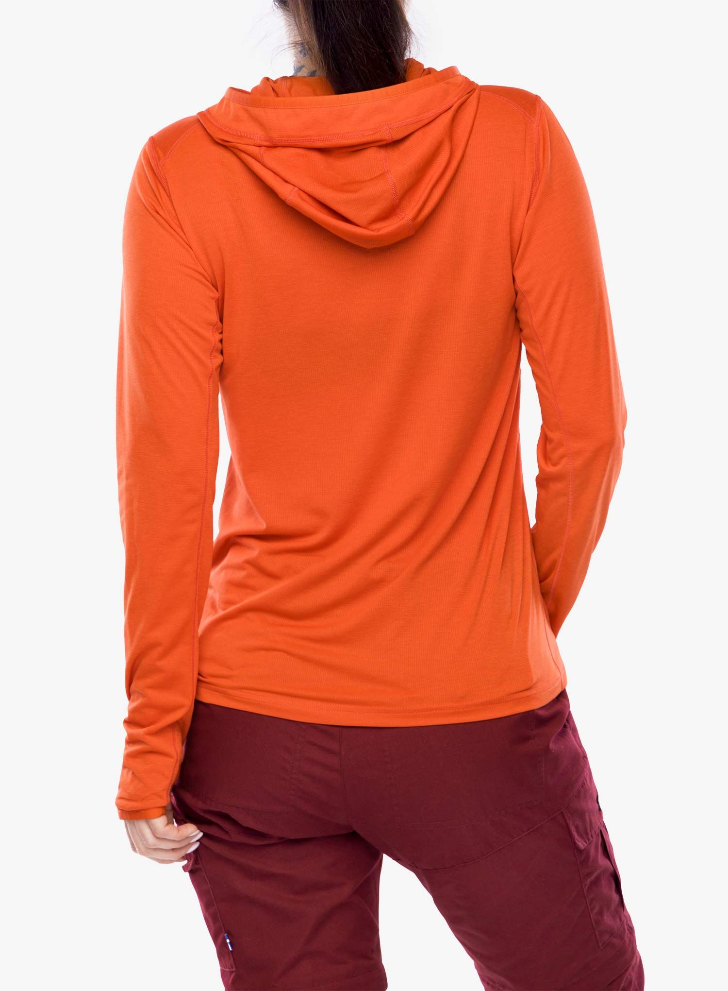 Dámská mikina s kapucí Fjallraven Abisko Sun-hoodie - flame orange