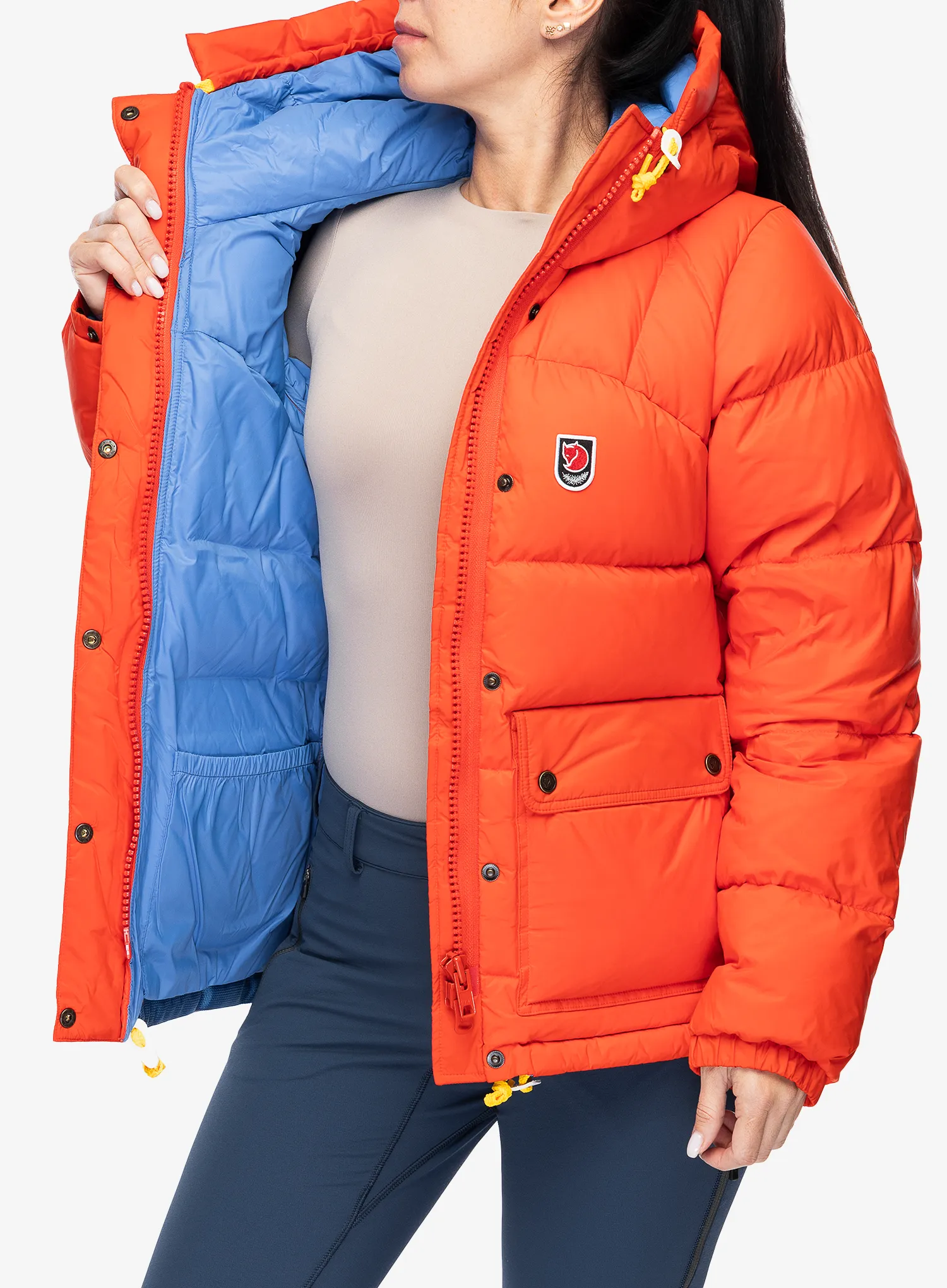 Dámská péřová bunda Fjallraven Expedition Down Lite Jacket - flame orange/un blue