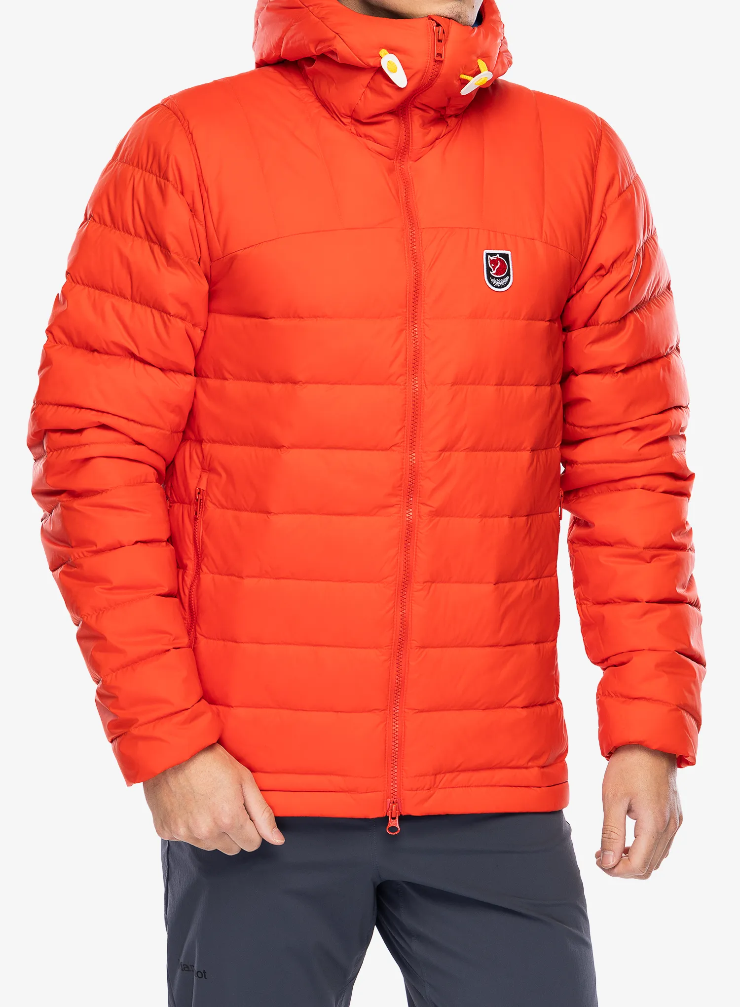 Péřová bunda Fjallraven Expedition Pack Down Hoodie - flame orange/un blue
