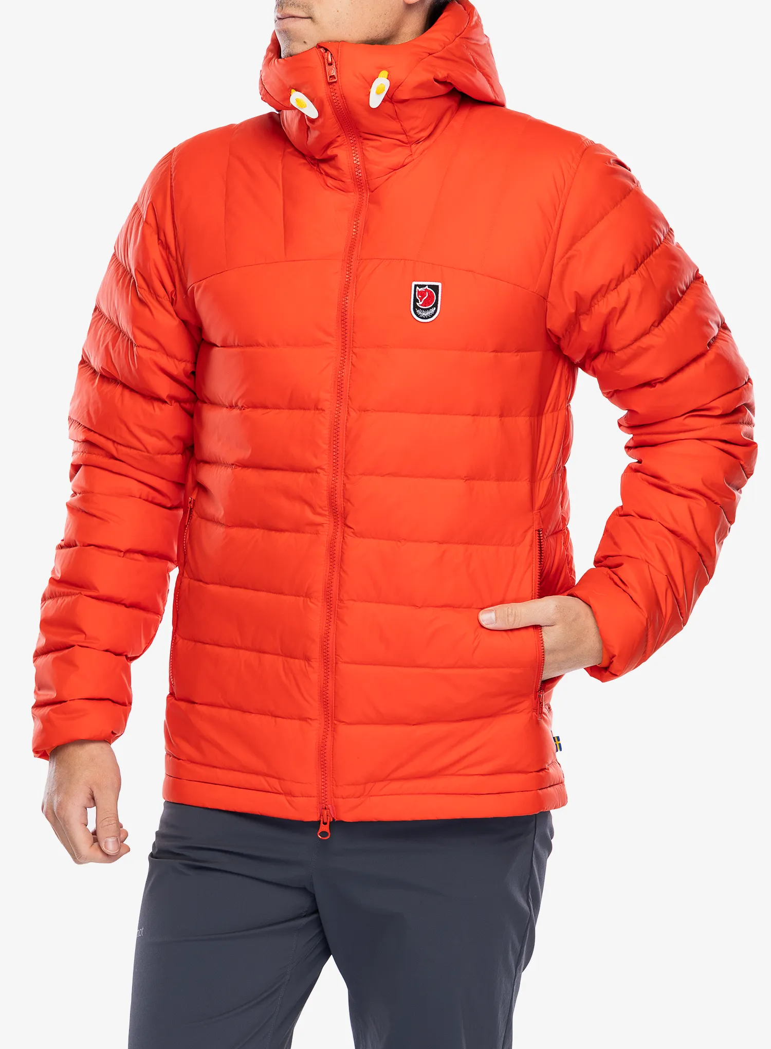 Péřová bunda Fjallraven Expedition Pack Down Hoodie - flame orange/un blue