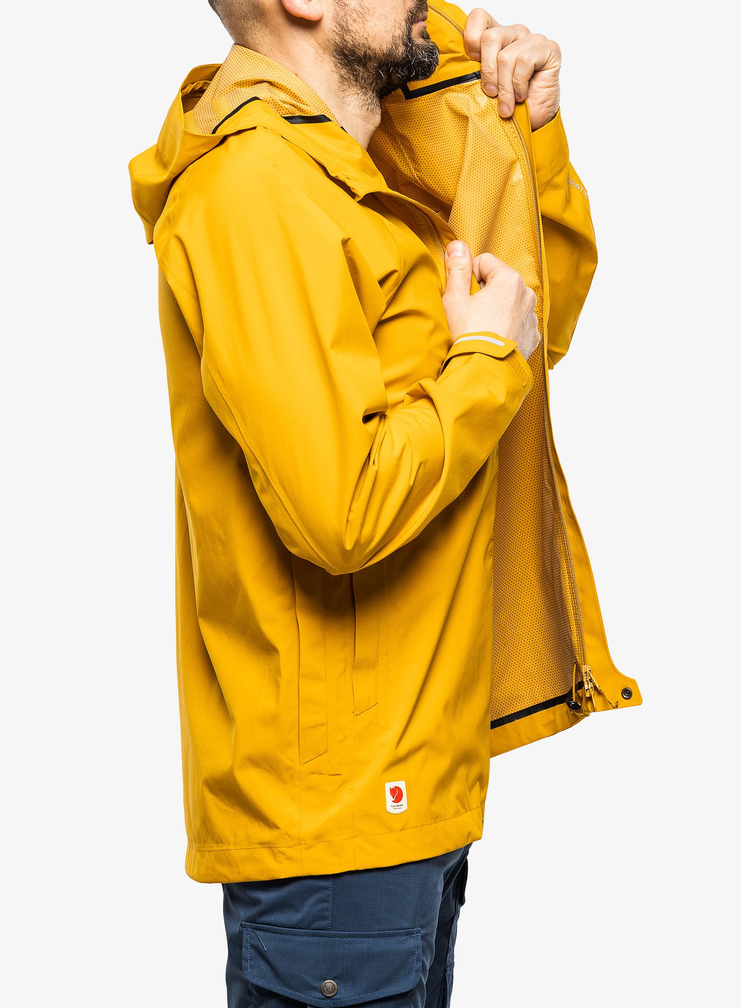 Bunda do deště Fjallraven HC Hydratic Trail Jacket - mustard yellow
