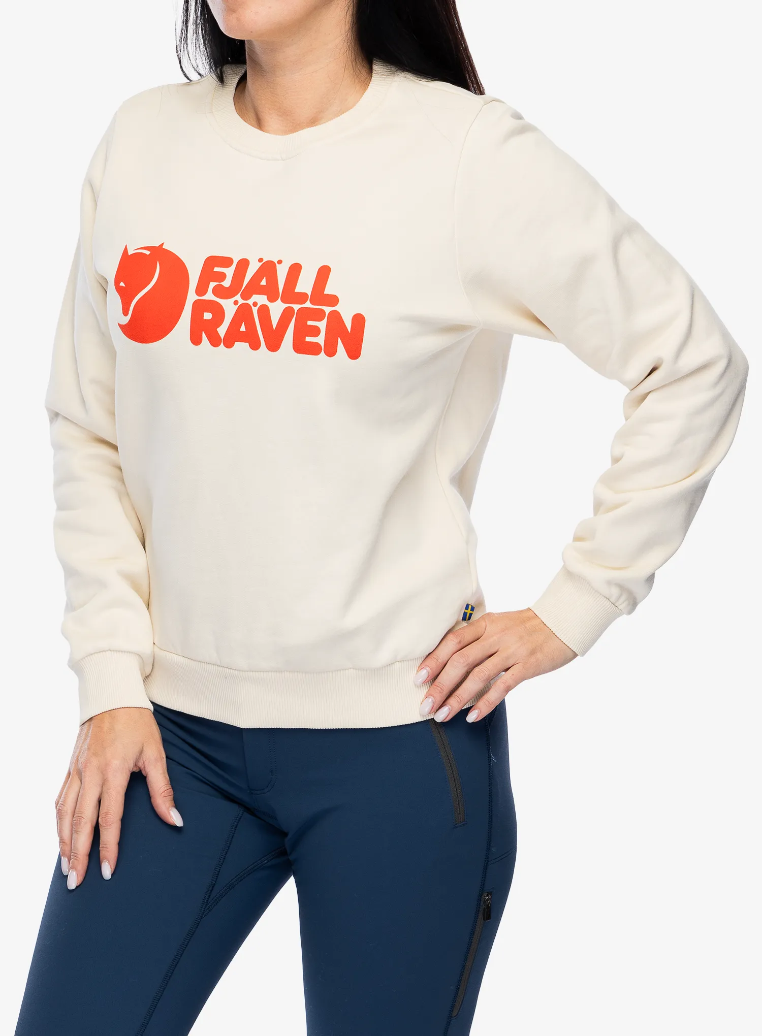 Dámská mikina Fjallraven Logo Sweater - chalk white/flame orange