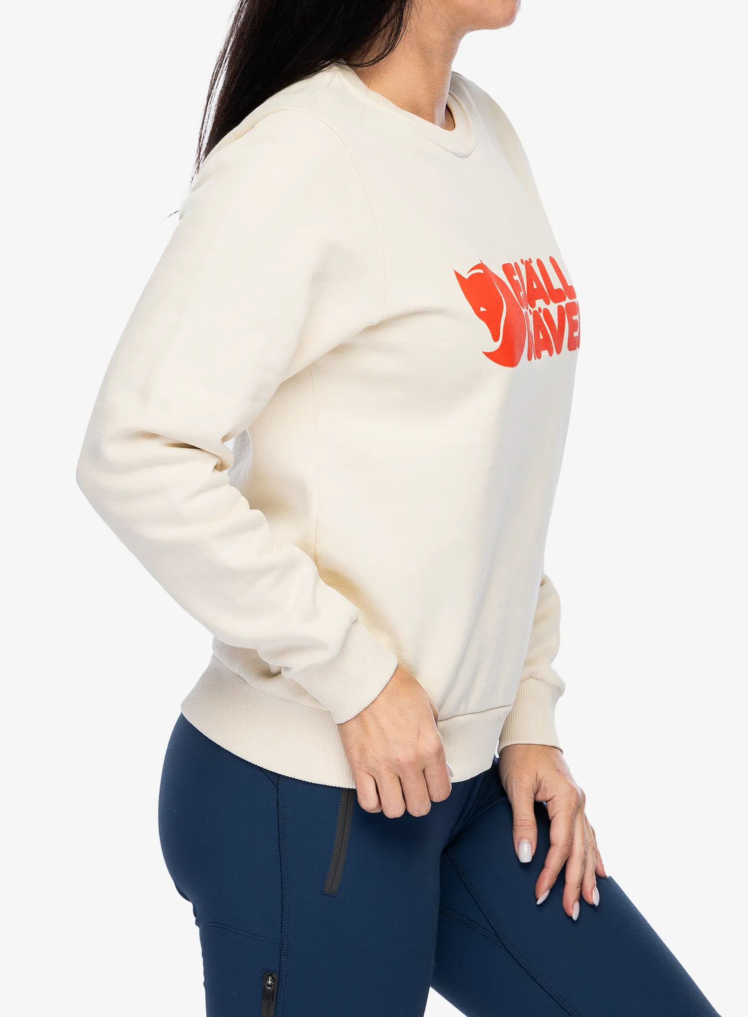 Dámská mikina Fjallraven Logo Sweater - chalk white/flame orange